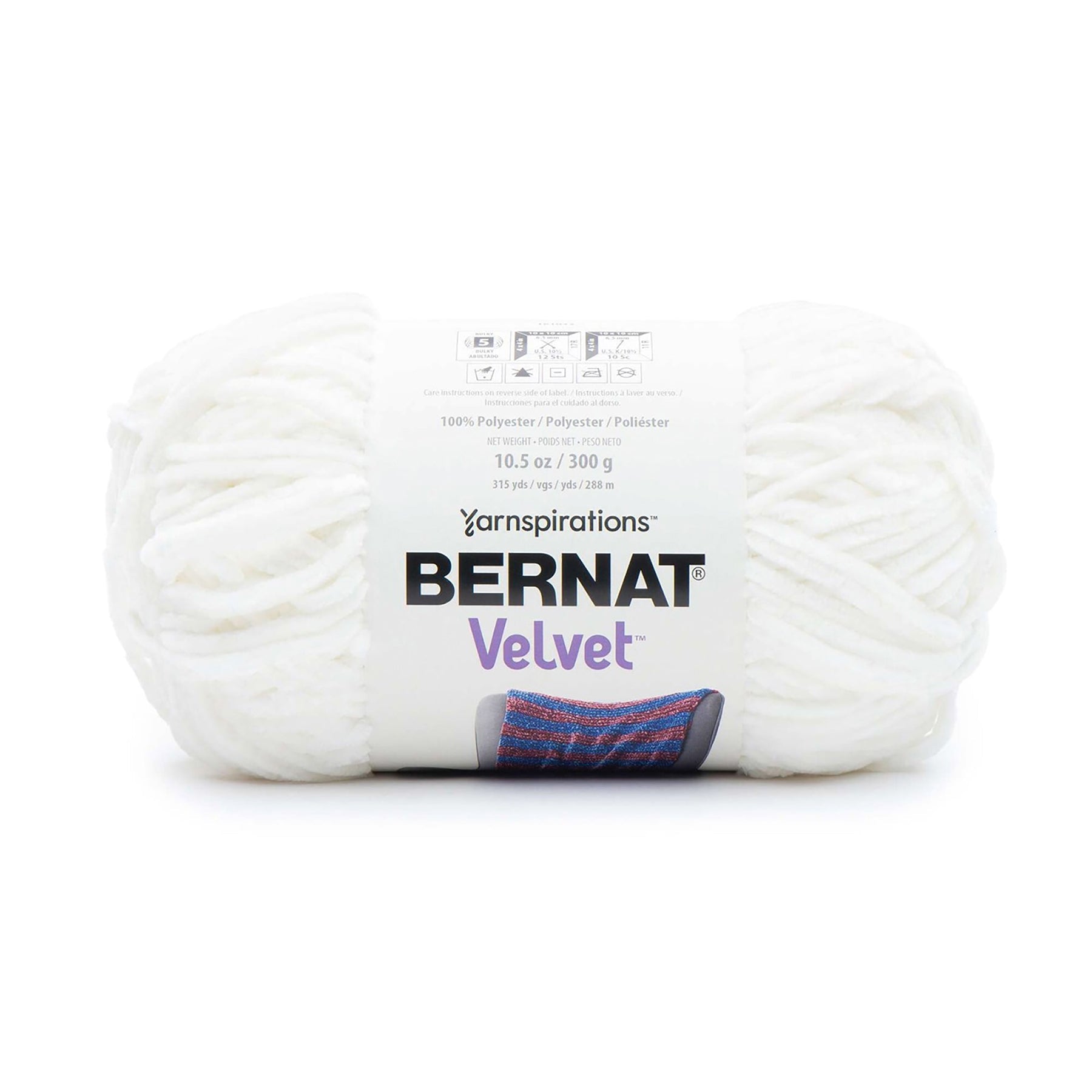 Bernat Velvet Yarn White - 100% Polyester - Bulky 5   315yds (288m)