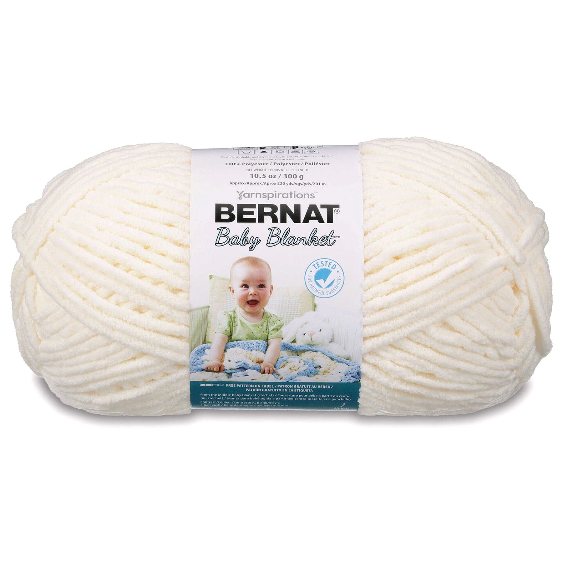 Bernat Baby Blanket Yarn Vanilla - 100% Polyester - Super Bulky 6  220yds (201m)