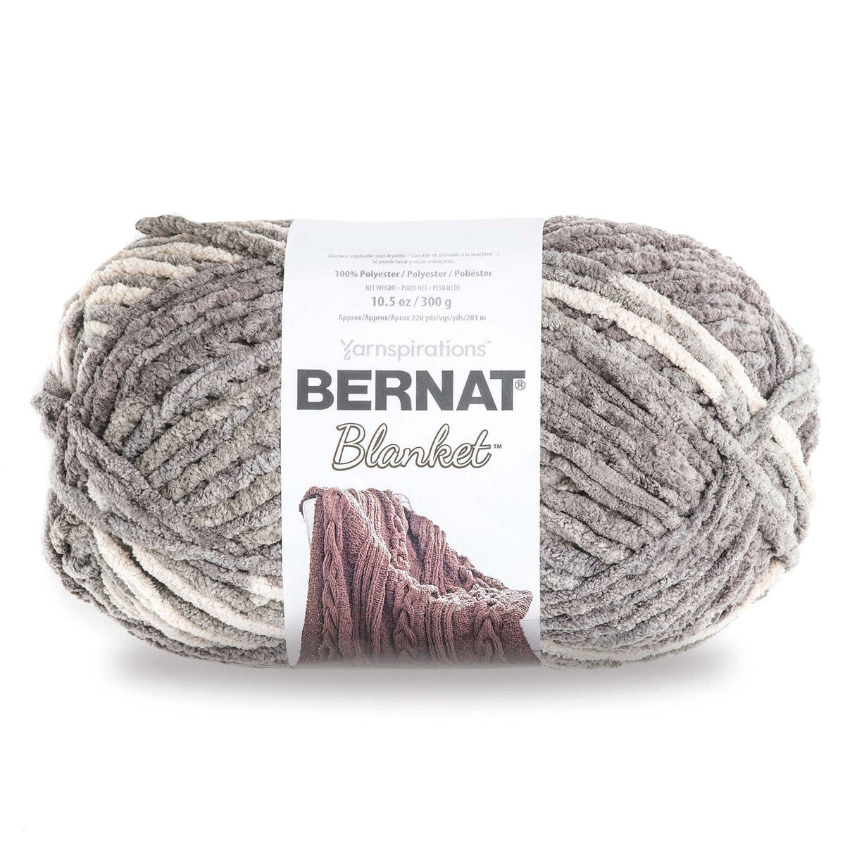 Bernat Blanket Yarn Silver Steel - 100% Polyester - Super Bulky 6  220yds (201m)