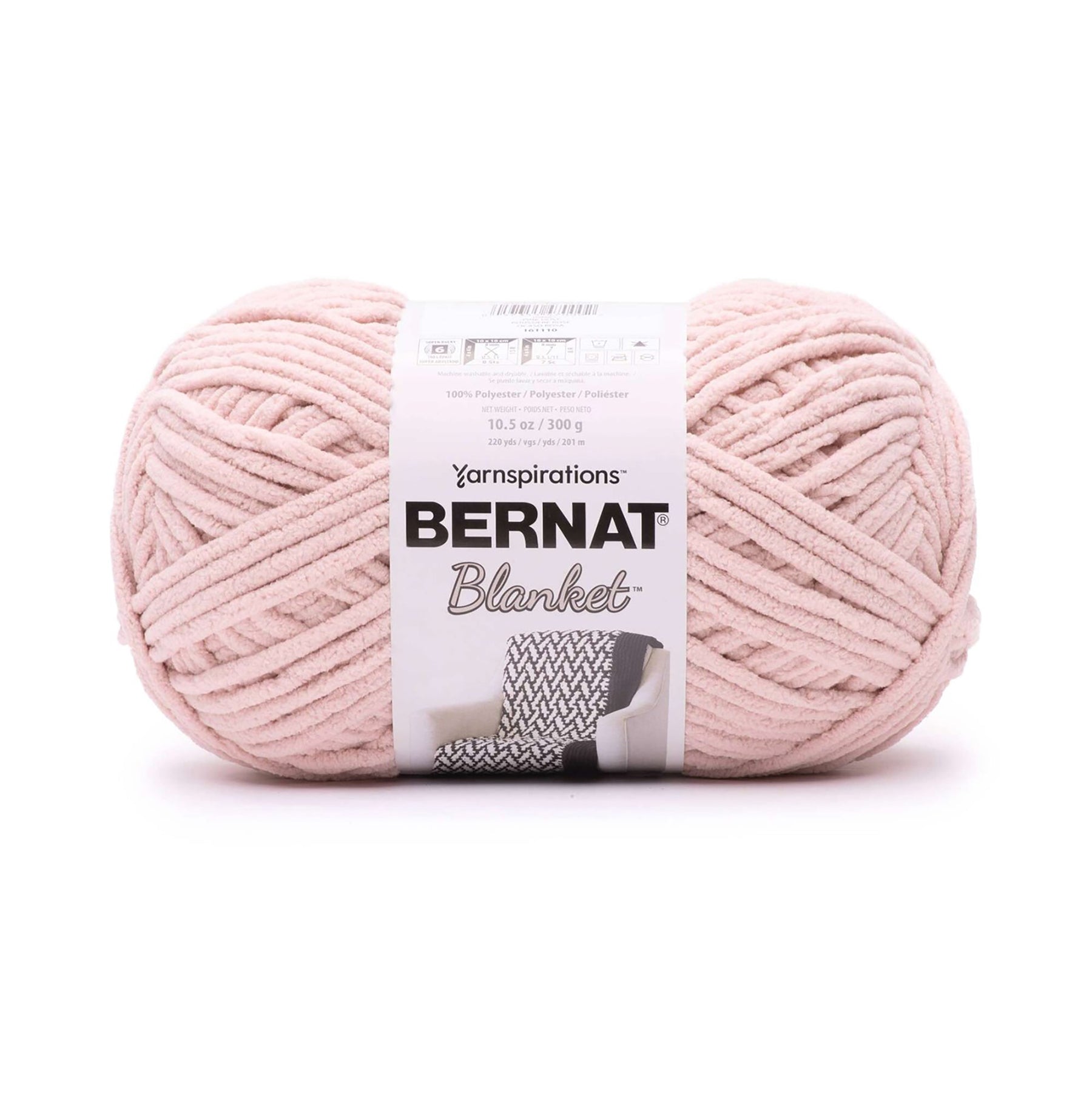 Bernat Blanket Yarn Pink Dust - 100% Polyester - Super Bulky 6  220yds (201m)