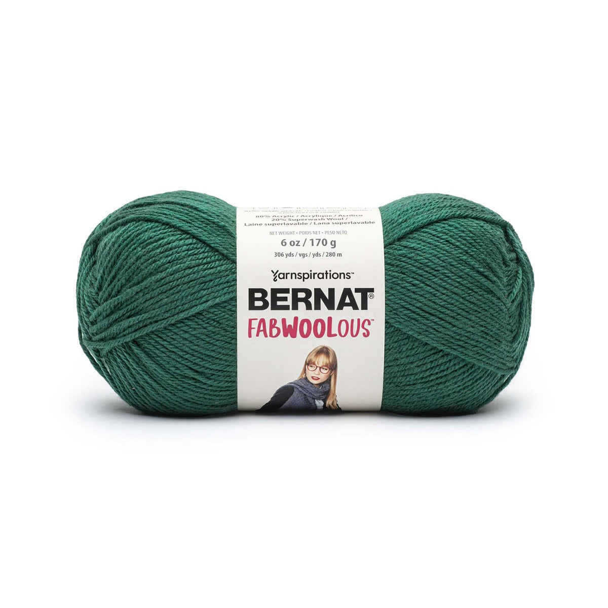Bernat Fabwoolous Yarn Pine - 80% Acrylic 20% Superwash Wool - Medium 4  306yds (280m)