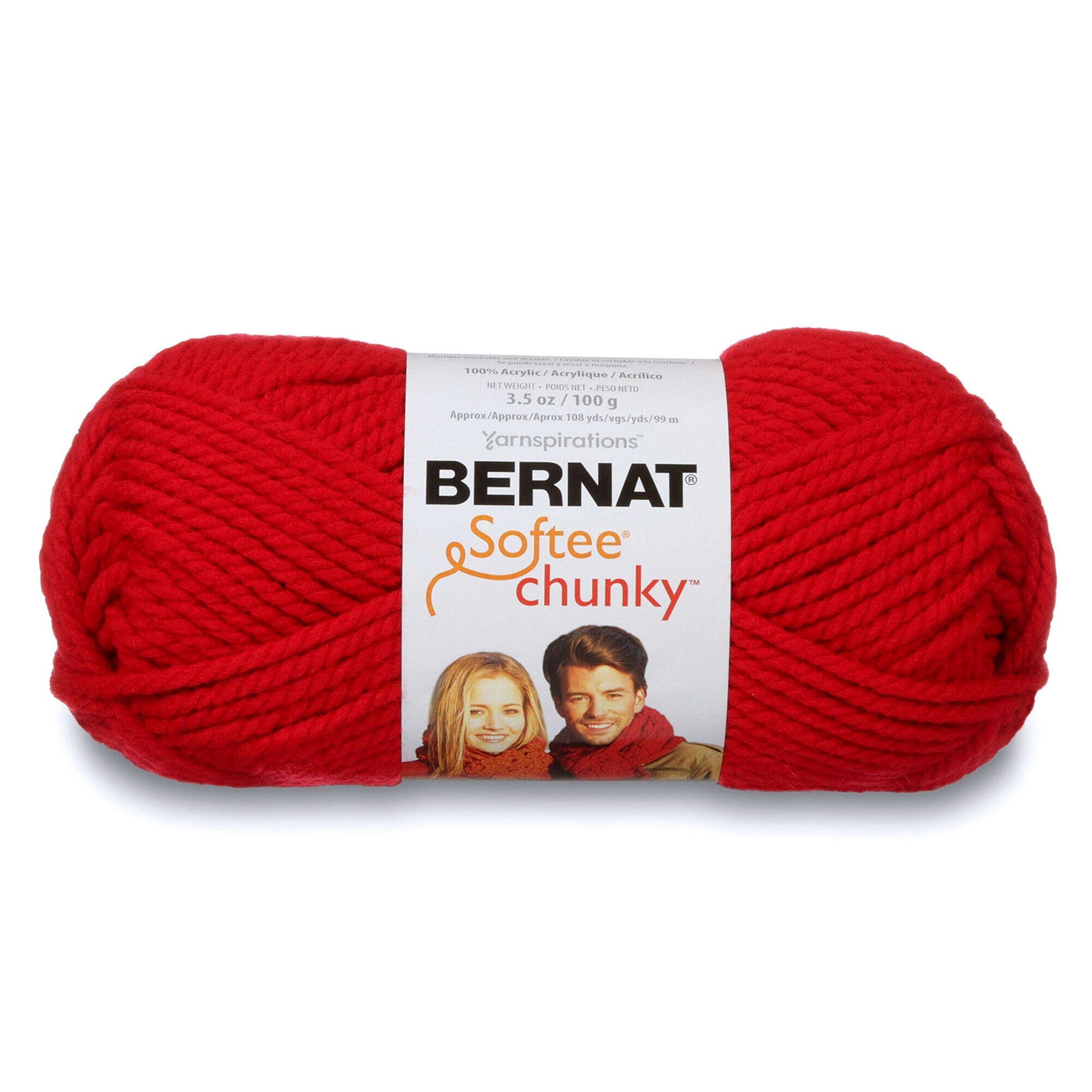Bernat Softee Chunky Yarn Berry Red - 100% Acrylic - Super Bulky 6 108yds (99m)
