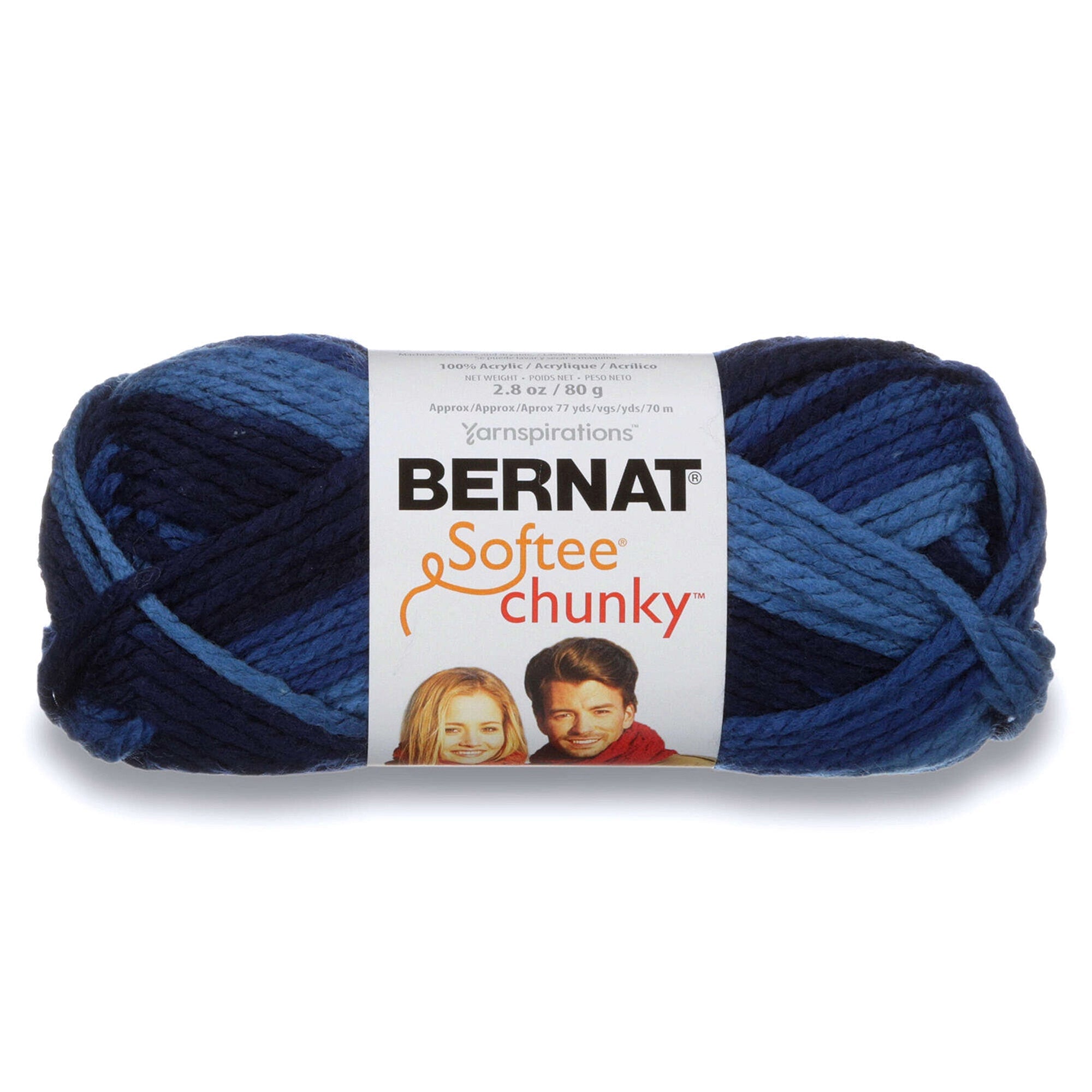 Bernat Softee Chunky Ombres Yarn Denim Ombre - 100% Acrylic - Super Bulky 6 74yds (68m)