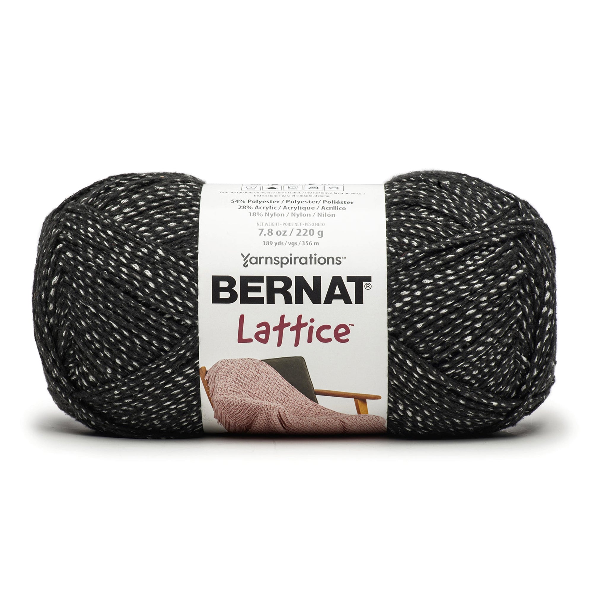 Bernat Lattice Yarn Black and White - 54% Polyester, 28% Acrylic, 18% Nylon - Medium 4 389yds (356m)