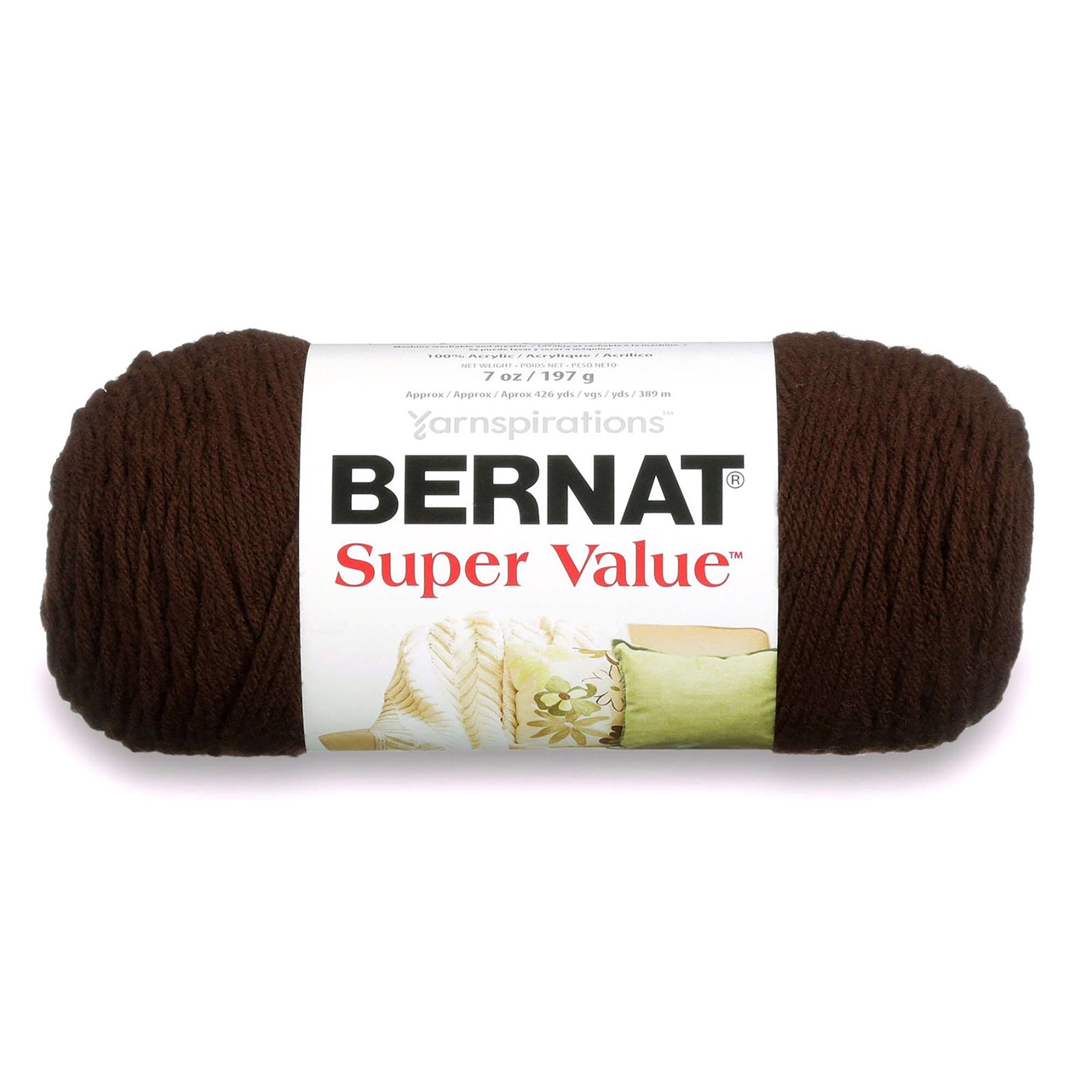 Bernat Super Value Yarn Chocolate - 100% Acrylic - Medium 4  440yds (402m)
