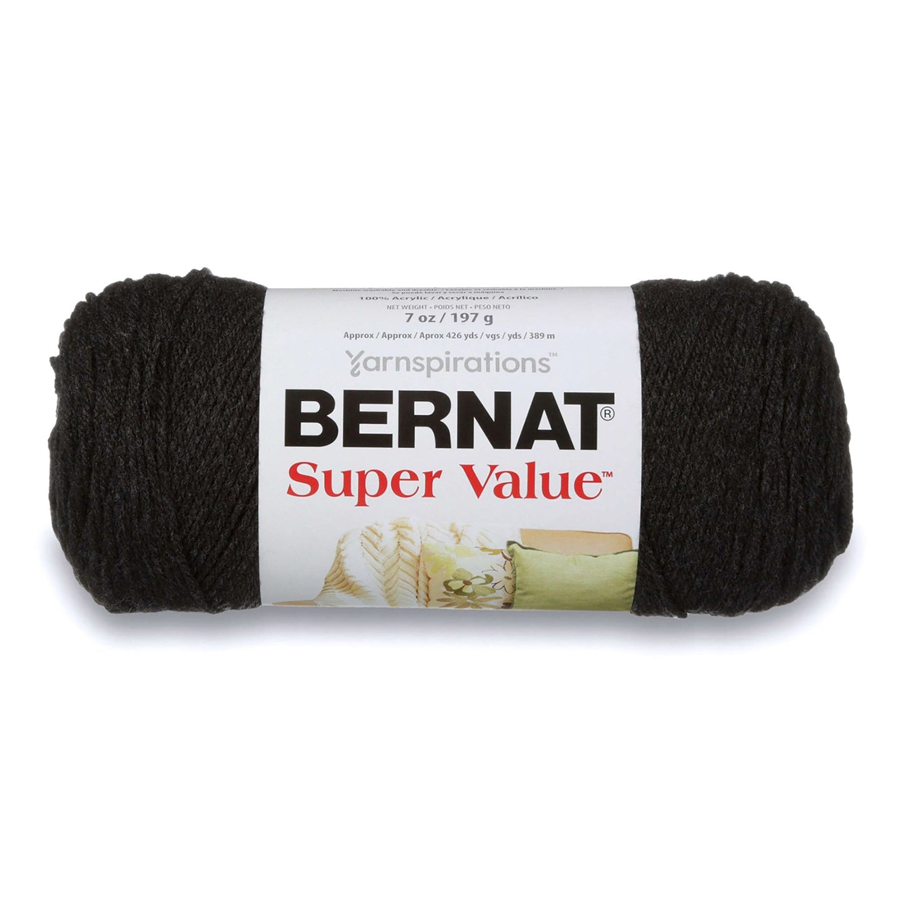 Bernat Super Value Yarn Dark Grey - 100% Acrylic - Medium 4  440yds (402m)