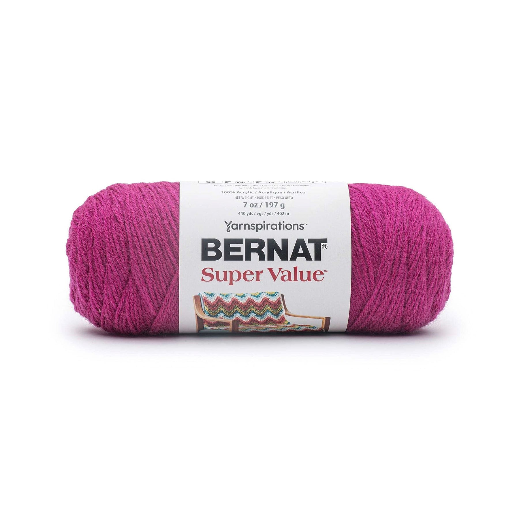 Bernat Super Value Yarn Raspberry - 100% Acrylic - Medium 4  440yds (402m)