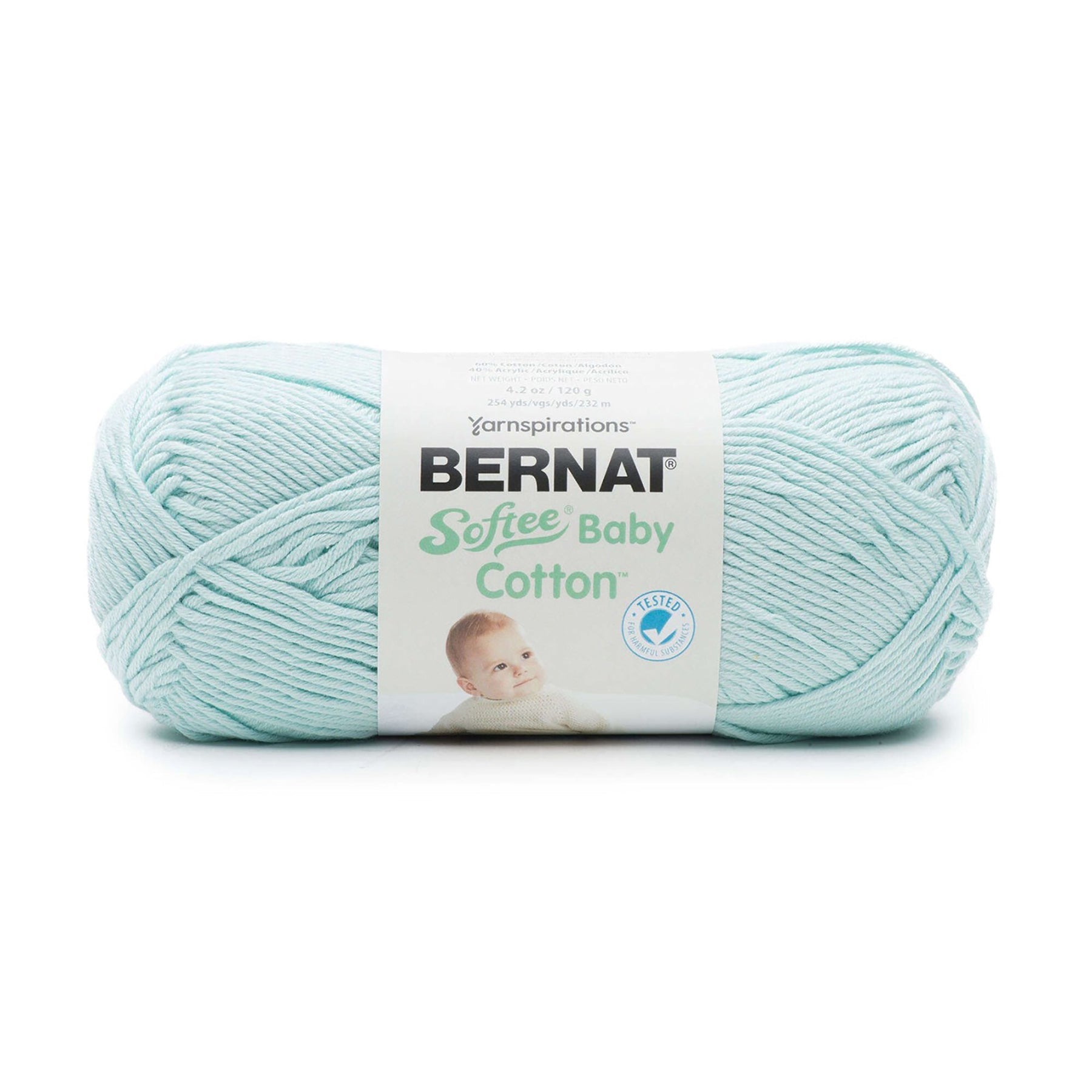 Bernat Softee Baby Cotton Yarn Aqua Mist - 60% Cotton 40% Acrylic - Sport Light 3   254yds (232m)