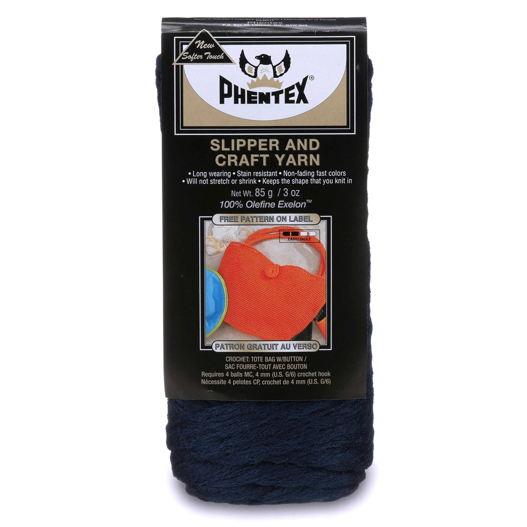 Phentex Slipper and Craft Yarn Navy - 100% Olefin - Medium 4  164yds (150m)