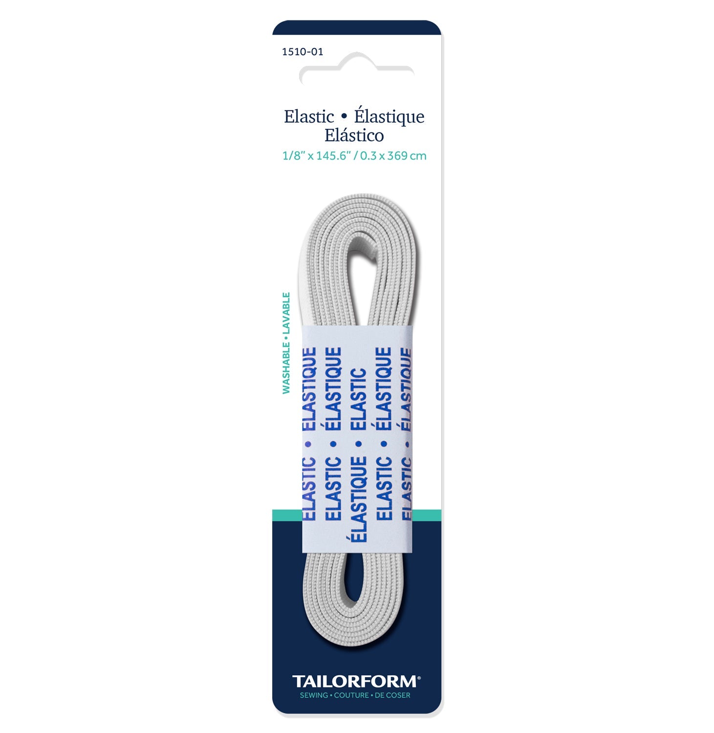 Tailorform White Elastic 1/8in x145.6in