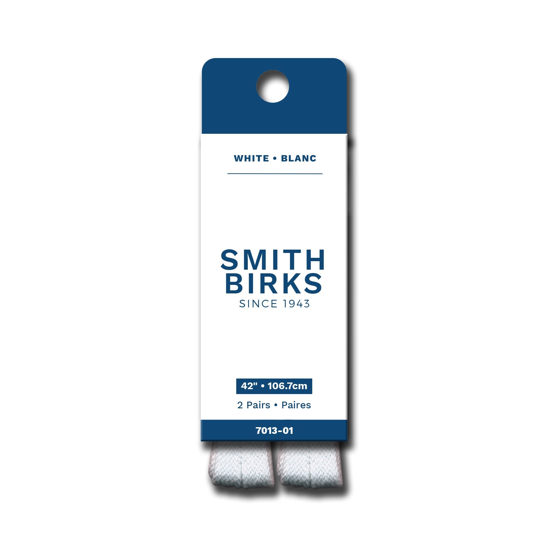 Smith Birks 2 Pairs Sport Flat Laces - White 42in