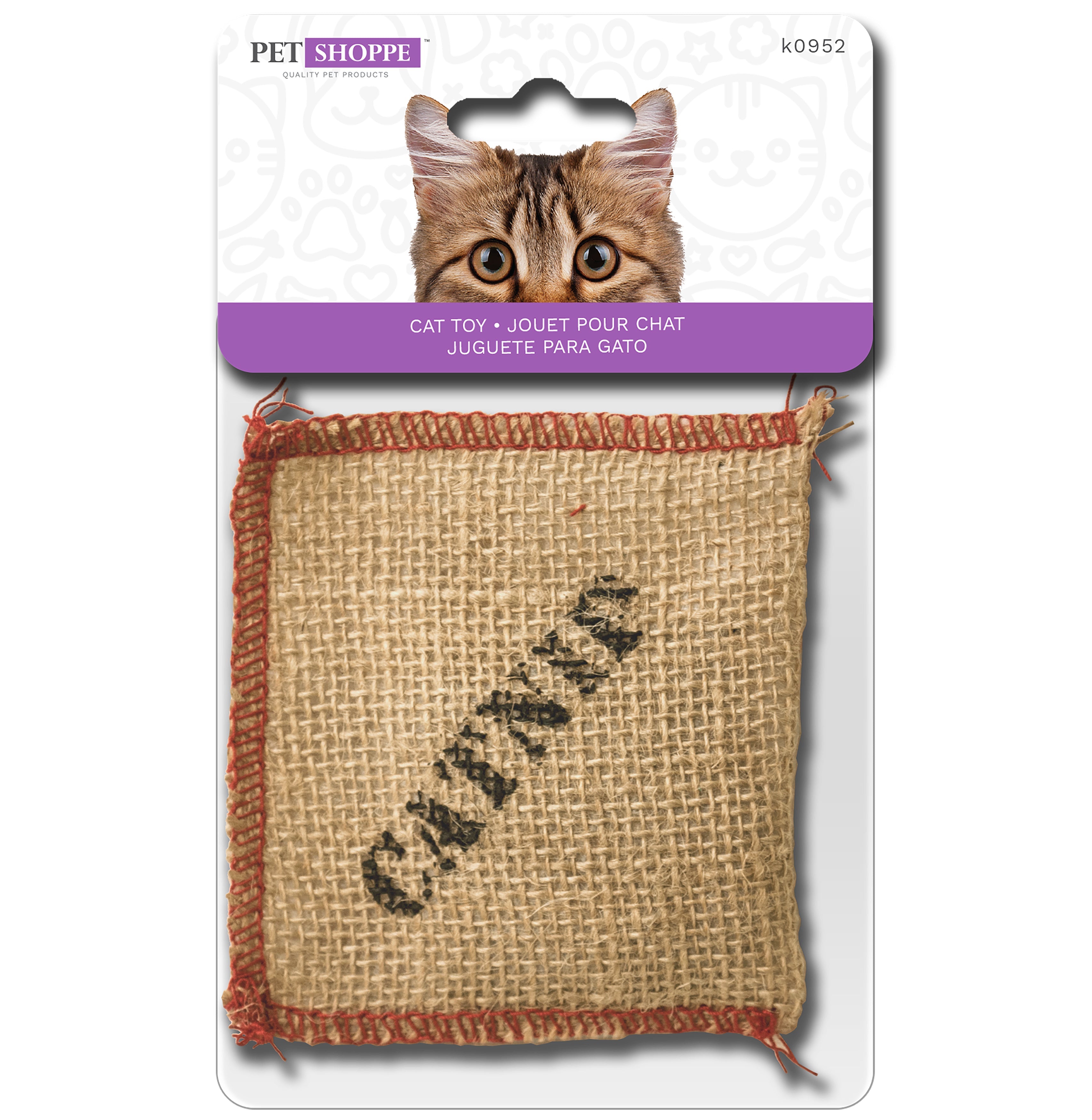 Pet Shoppe Cat Burlap Toy Bag with Catnip 3.25x3.5in