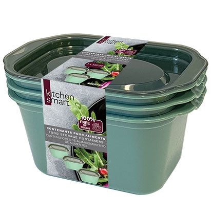 Kitchen Smart 3 Rectangular Food Storage Containers 5x3.3x2.5in (350ml)