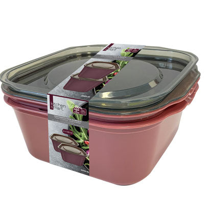 Kitchen Smart 2 Square Food Storage Containers 5.3x4.9x3in (720ml) 