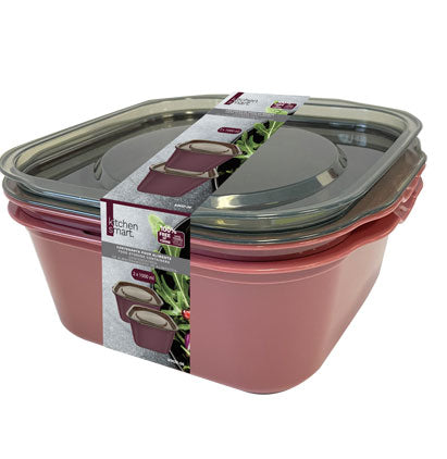 Kitchen Smart 2 Square Food Storage Containers  6.7x6.2x2.6in (1000ml)