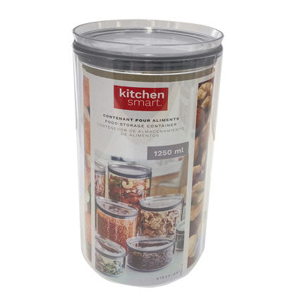 Kitchen Smart Round Food Storage Container - Acrylic 1.25L (1250ml)