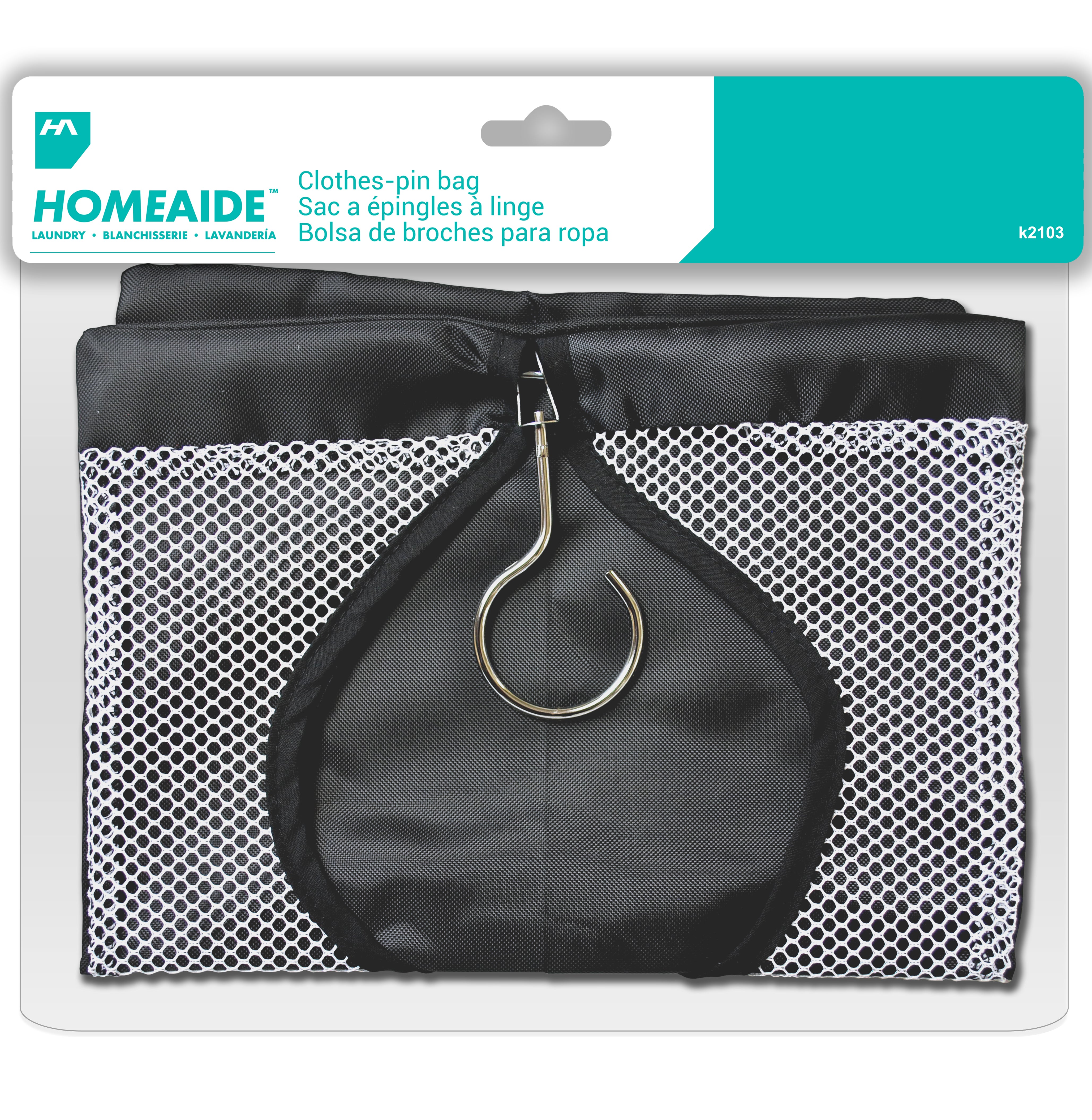 Homeaide Laundry Clothes Pins Bag - Polyester 11.25x14.5in 