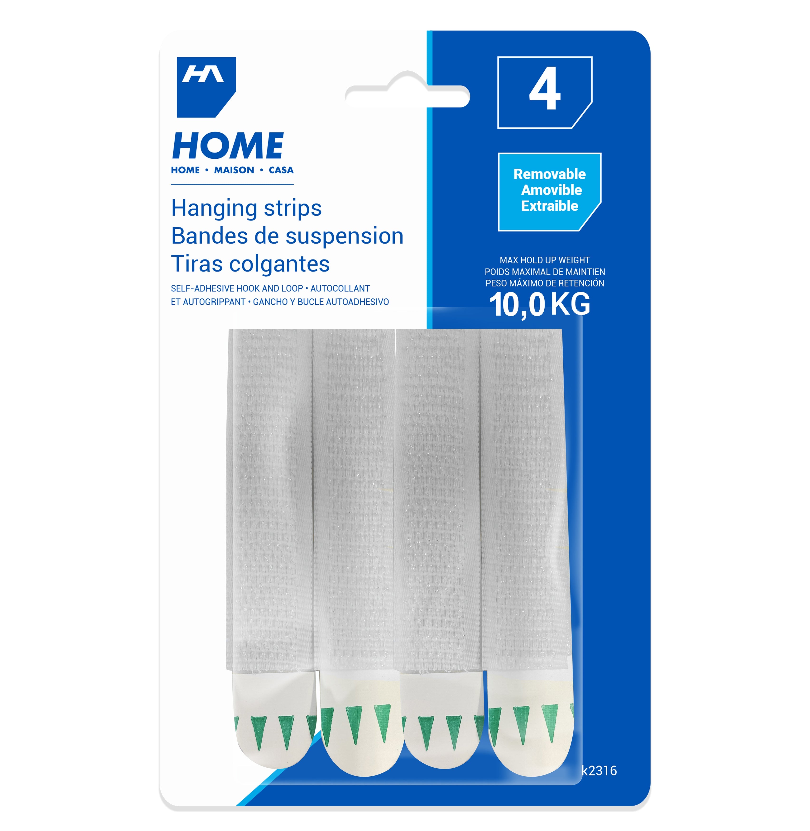 Homeaide 4 Self-adhesive Style Velcro Hanging Strips 0.75x3.25in