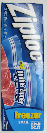 Ziploc 25 Double Zipper Closure Freezer Bags 7x5in 470ml 