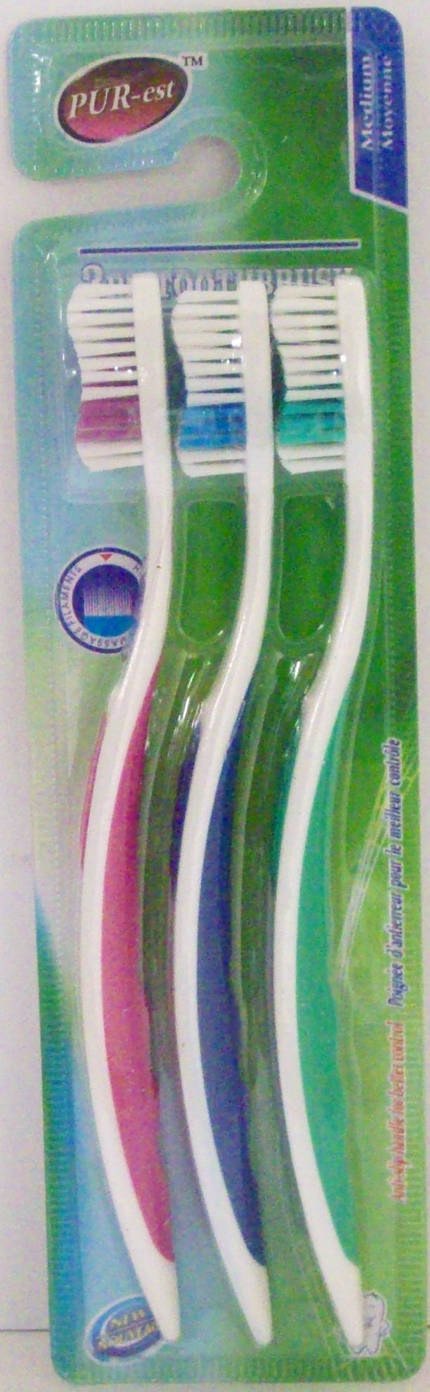 Pur-Est 3 Toothbrushes Medium Size