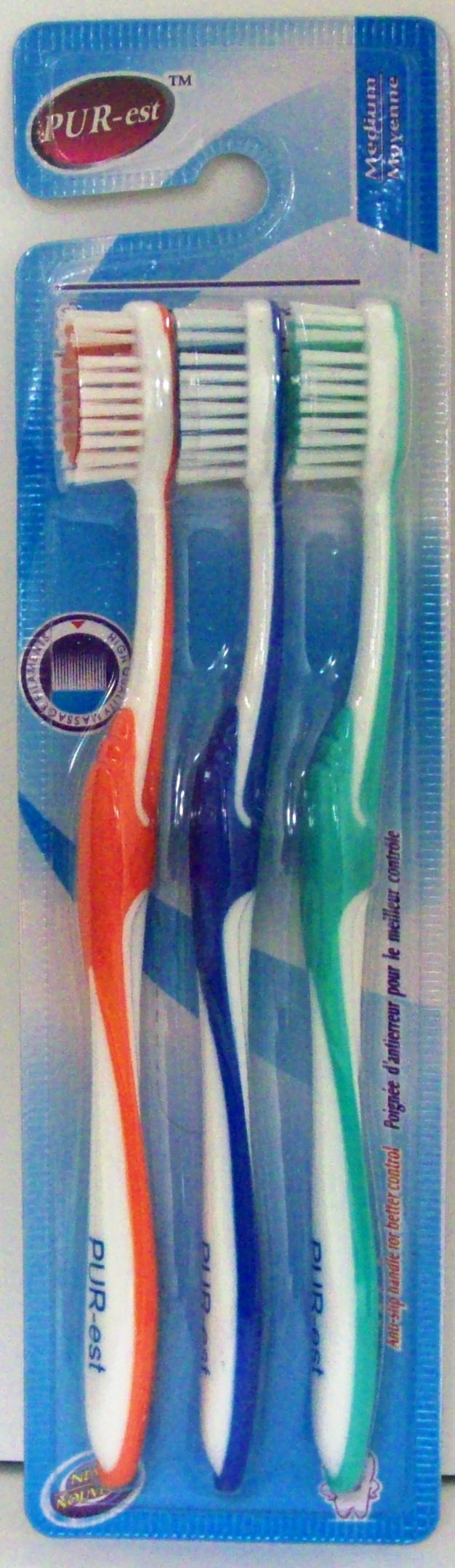 Pur-Est 3 Toothbrushes Medium Size