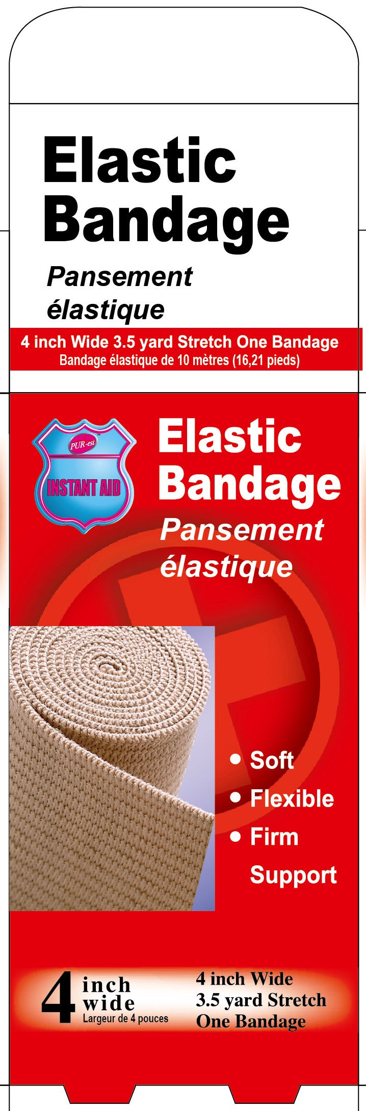 First Aid Elastic Bandage - Cotton 4in x 10.5ft 