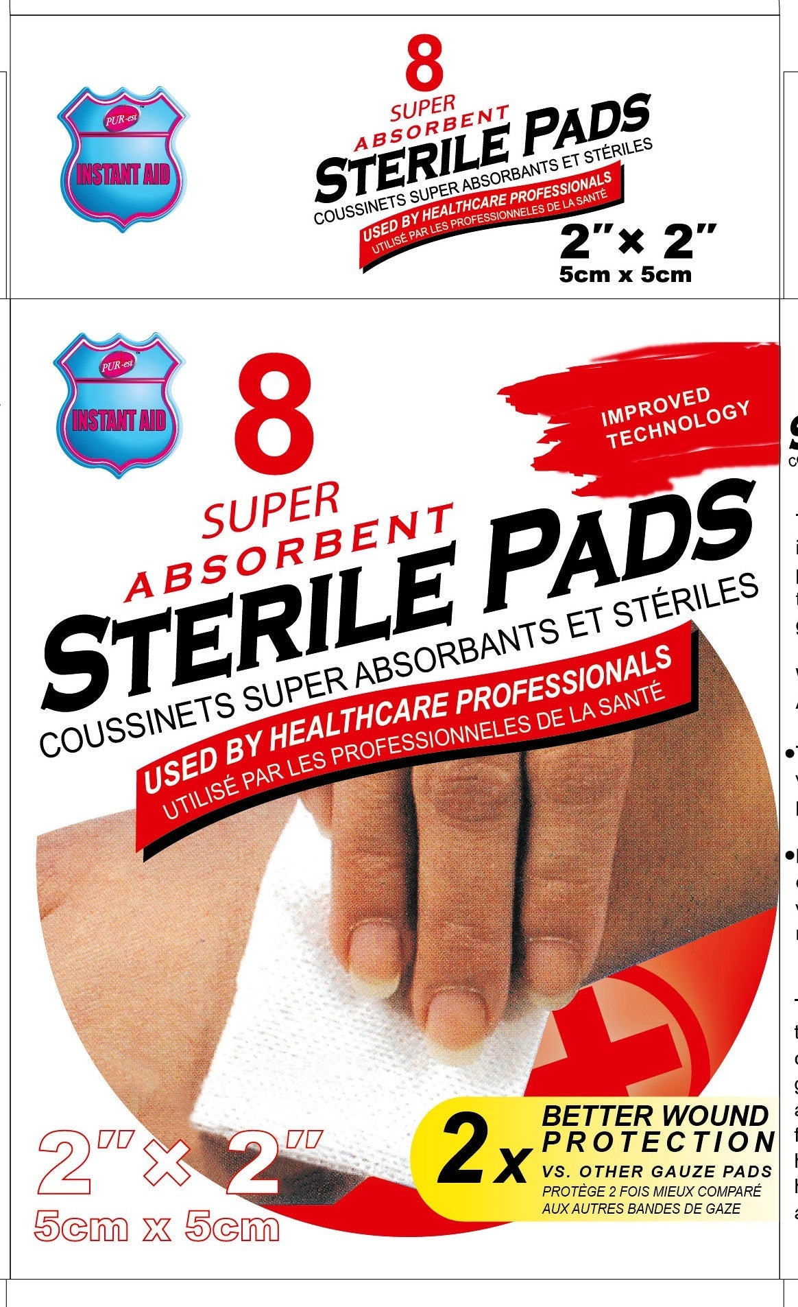 First Aid 8 Super Absorbent Sterile Pads 2x2in 