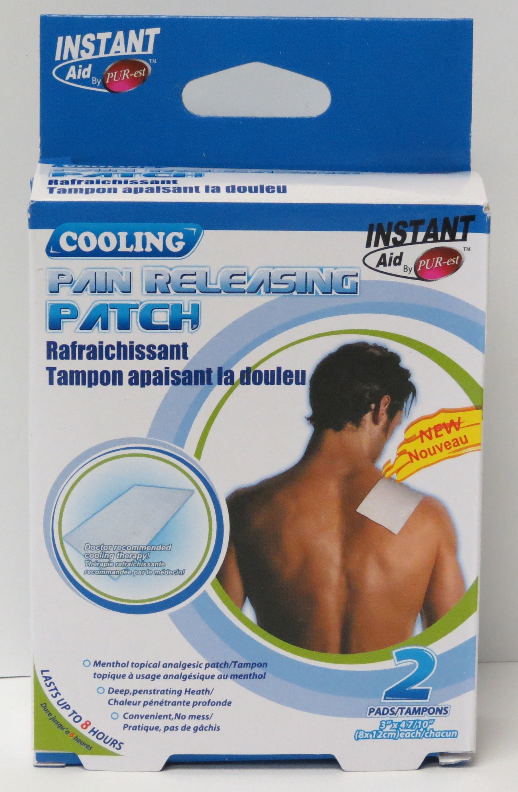 Instant Aid 2 Menthol Topical Analgesic Cooling Pain Releasing Patchs 3x4.7in
