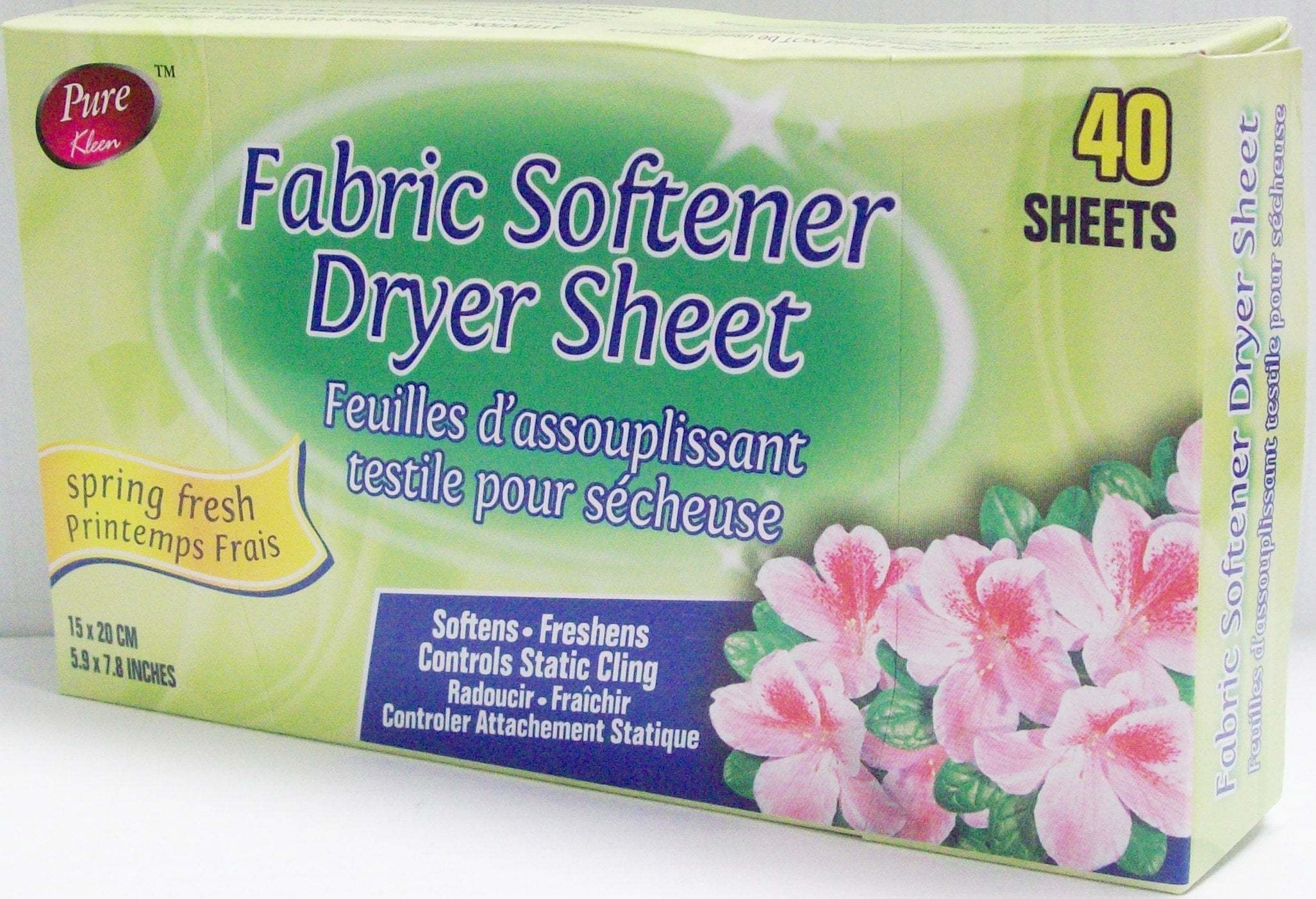 Pure Kleen Fabric Softener 40 Sheets - Spring Fresh 5.9x7.8in