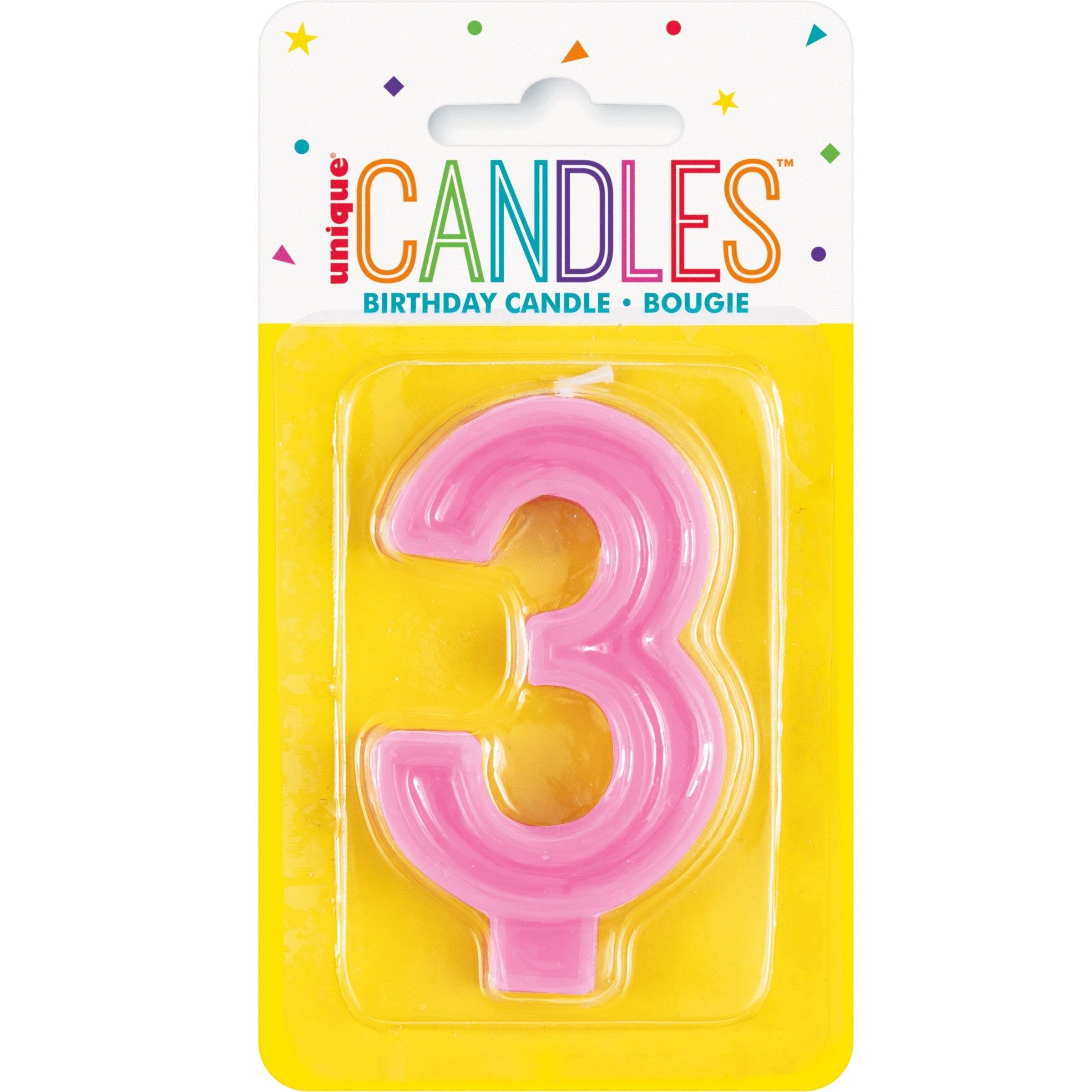 Raised Border Birthday Candle Number 3 1.75x3in