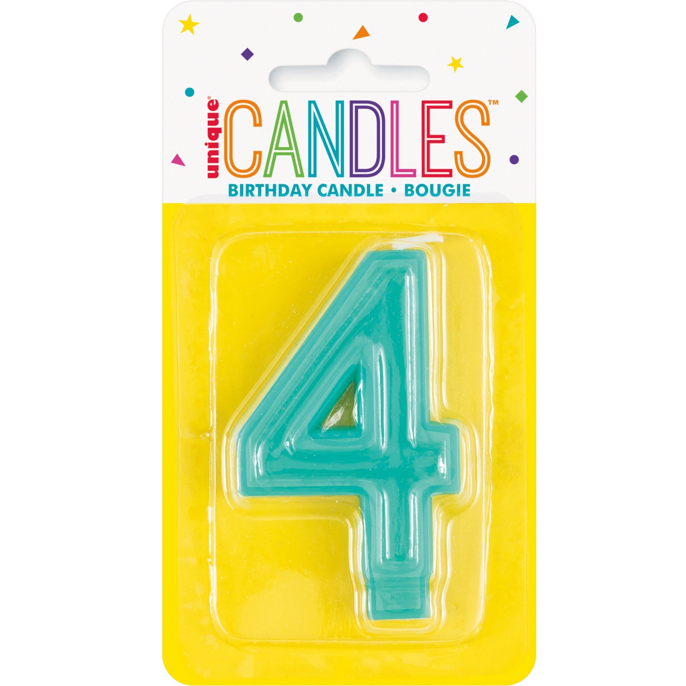 Raised Border Birthday Candle Number 4 1.75x3in