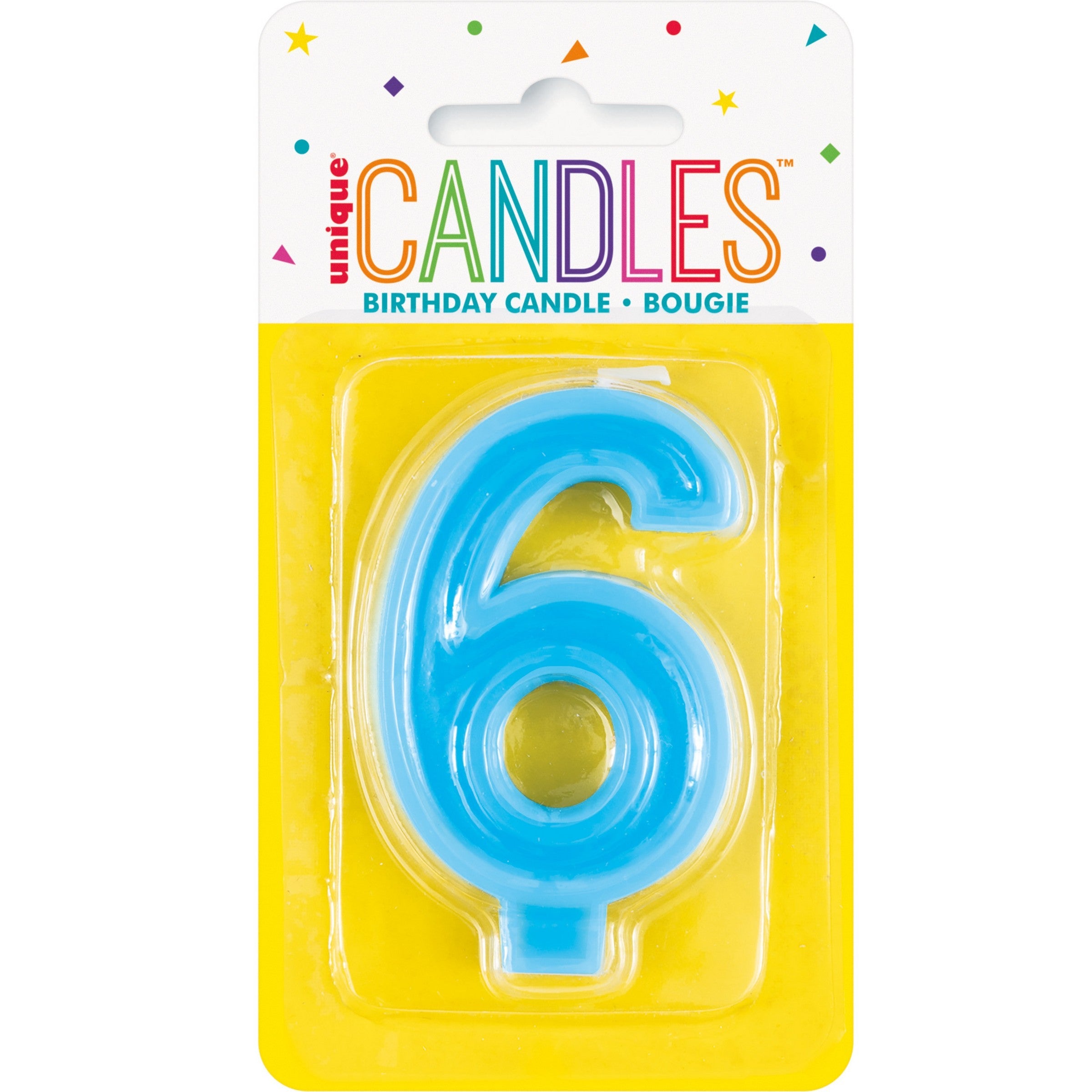 Raised Border Birthday Candle Number 6 1.75x3in
