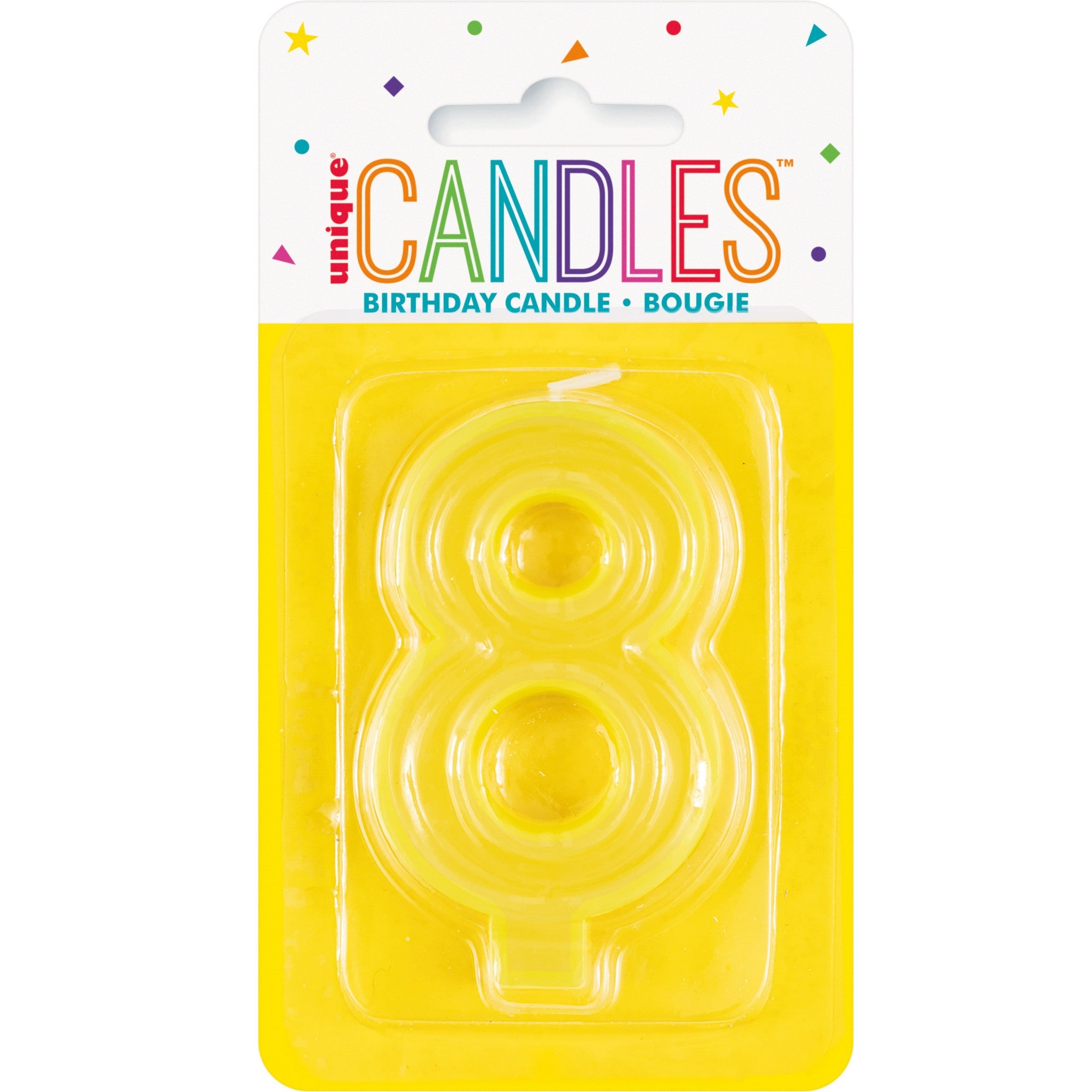 Raised Border Birthday Candle Number 8 1.75x3in