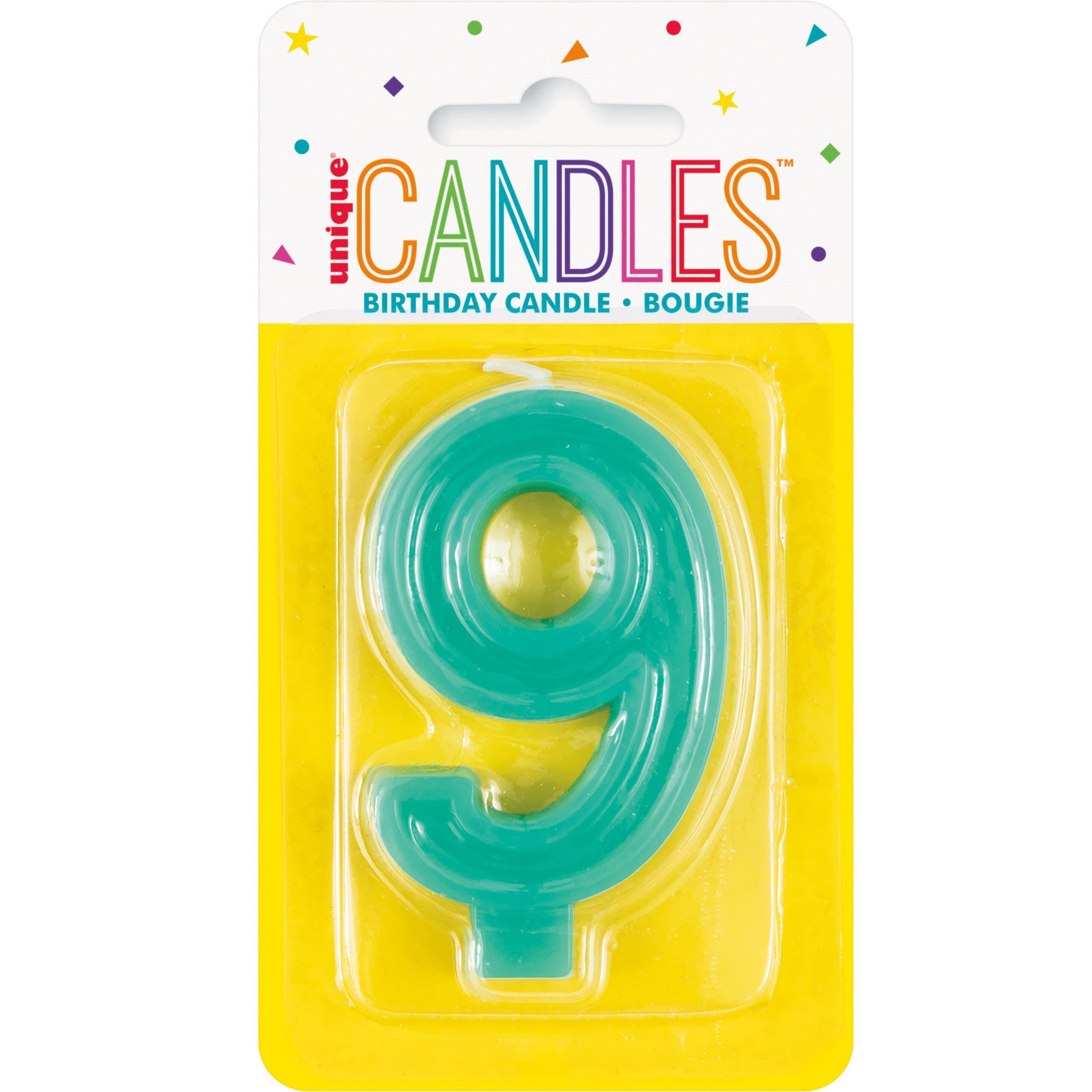 Raised Border Birthday Candle Number 9 1.75x3in