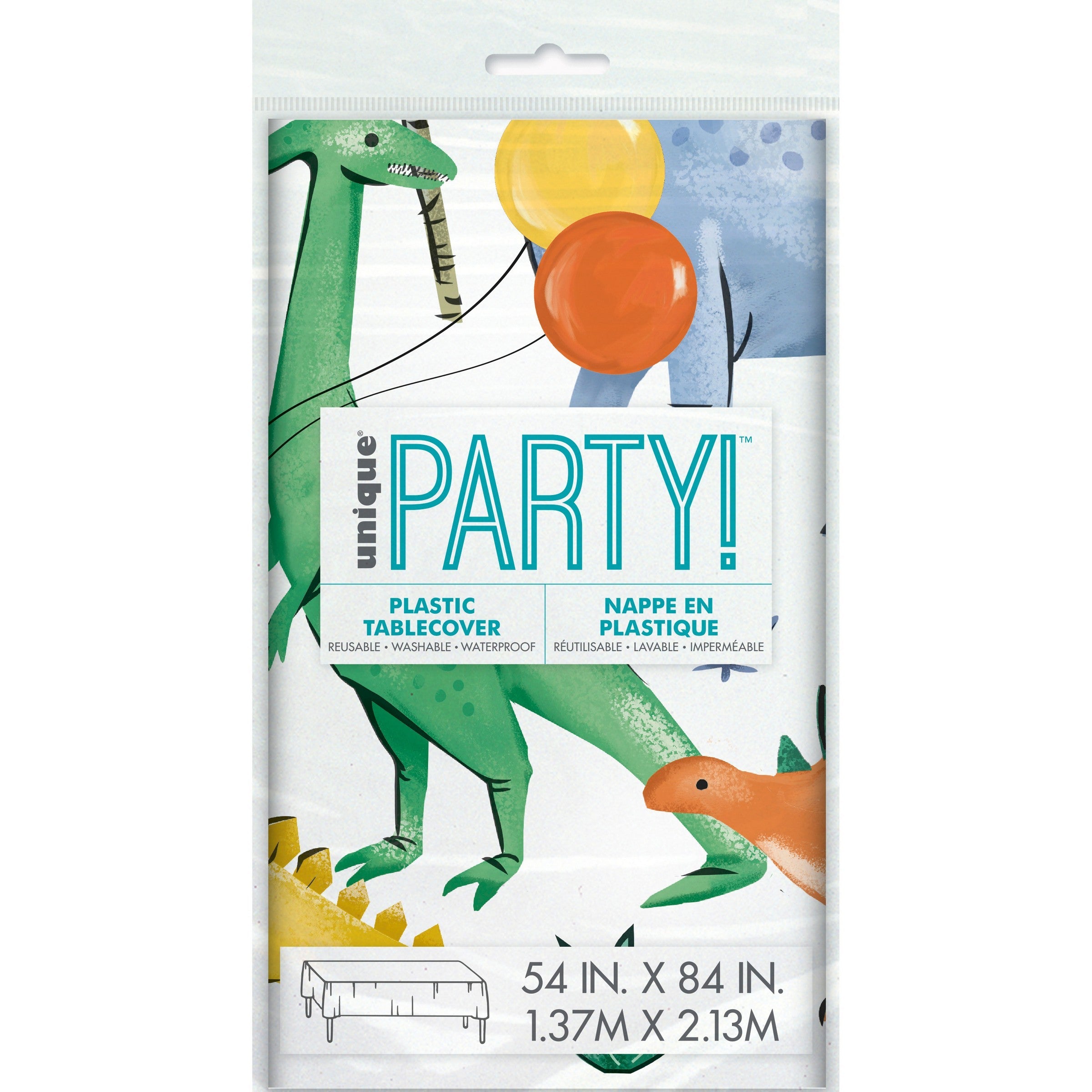 Partying Dinosaurs Plastic Tablecover 54x84in