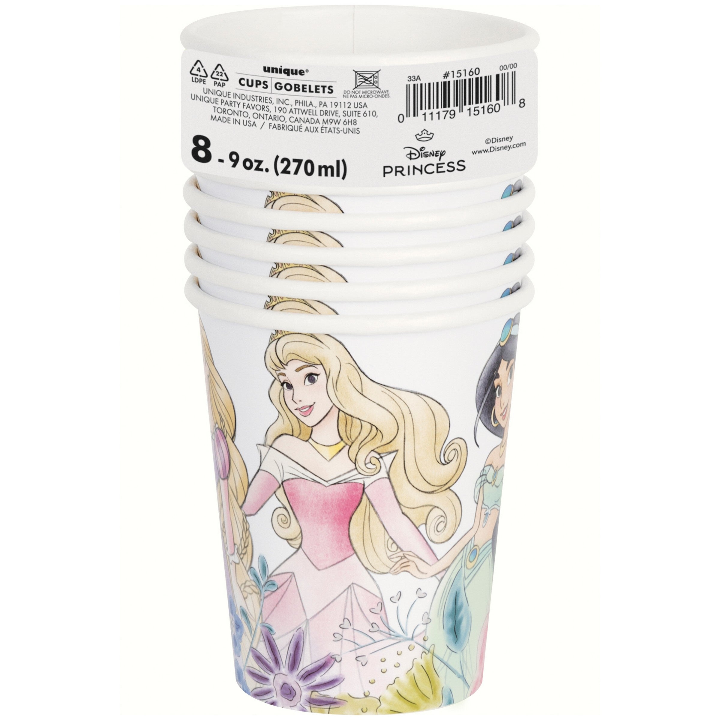 Disney Princess 8 Paper Cups 9oz