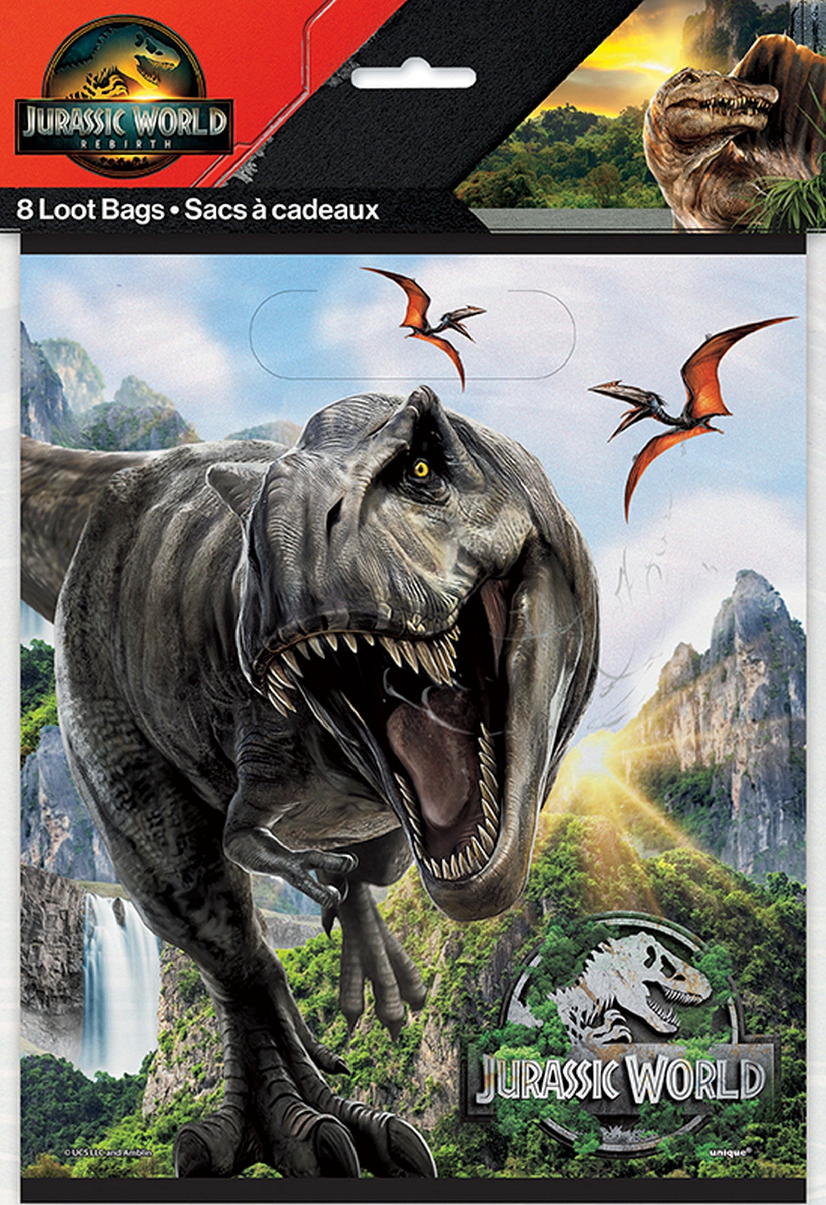 Jurassic 8 Plastic Loot Bags 7.25x9in 