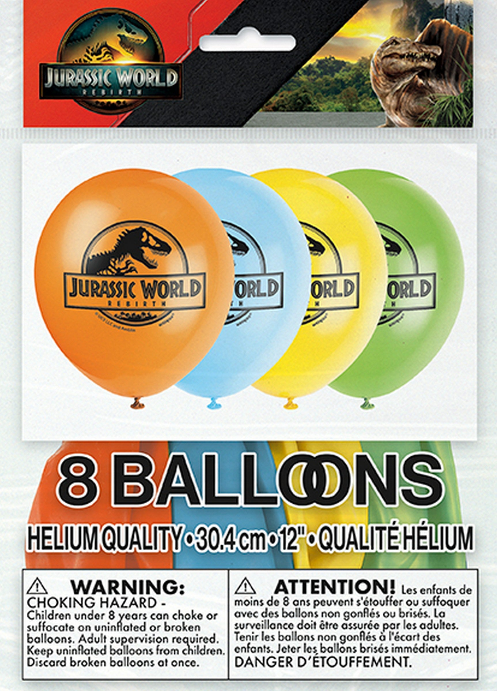 Jurassic 8 Latex Balloons 12in