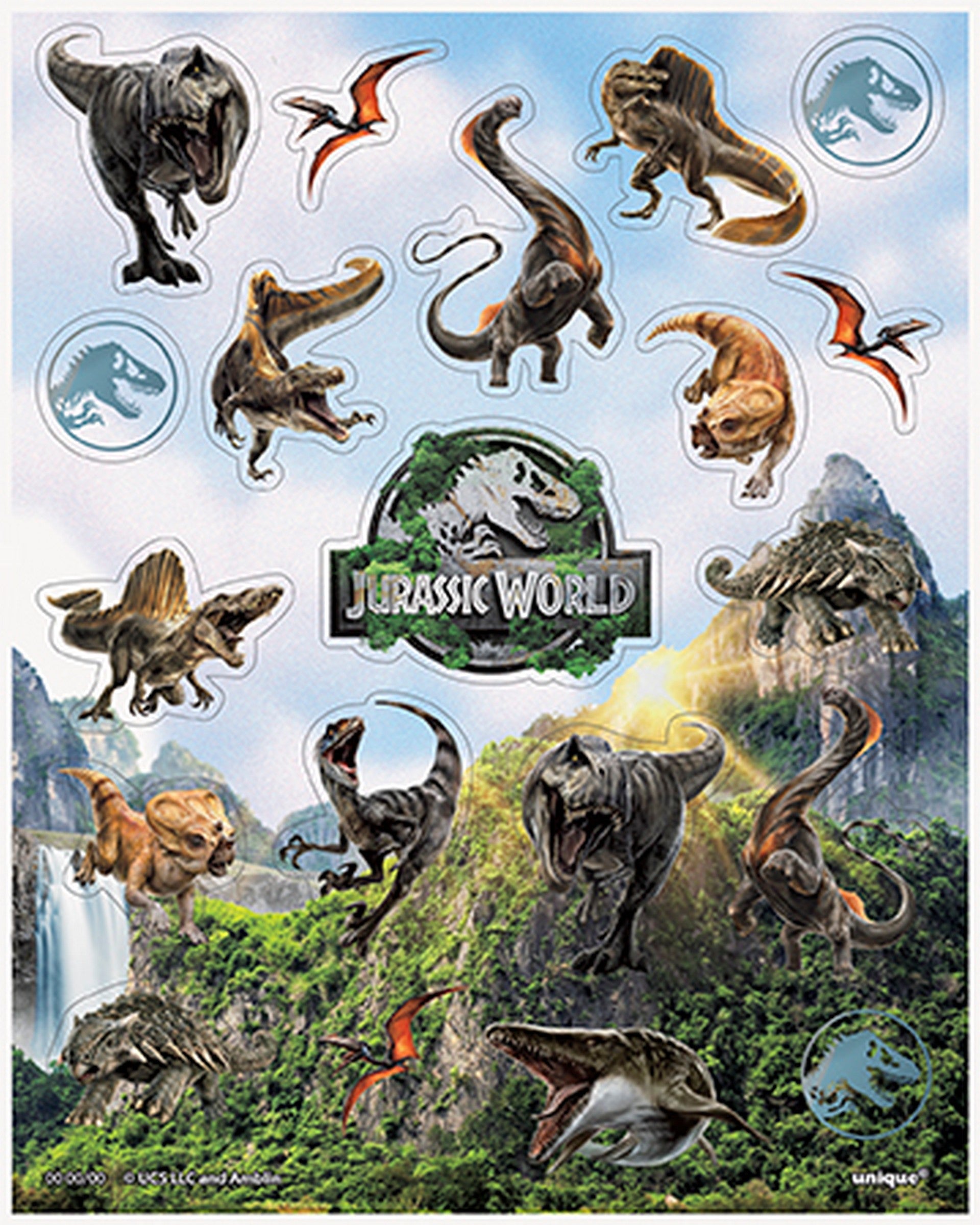 Jurassic Stickers 4 Sheets 6.25x5in