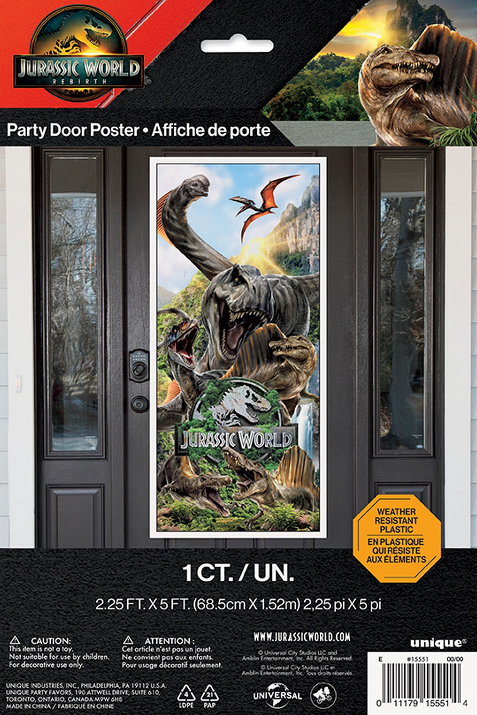 Jurassic Plastic Door Poster 27x60in 