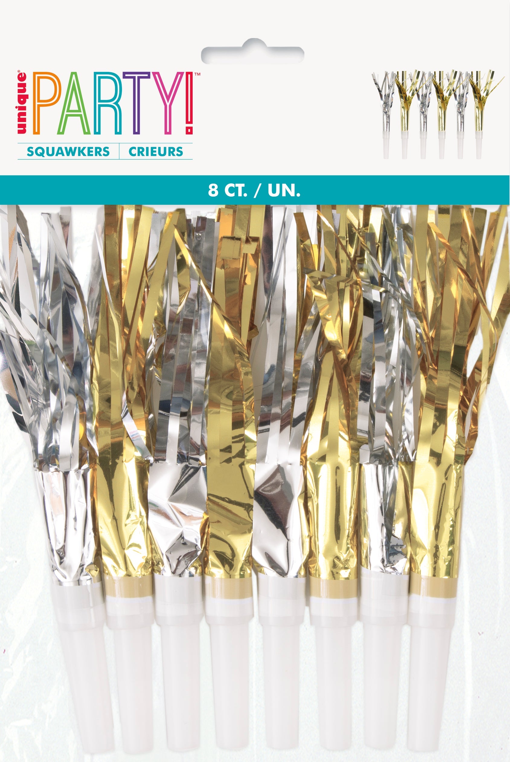 8 Silver and Gold Foil Squawkers 7in