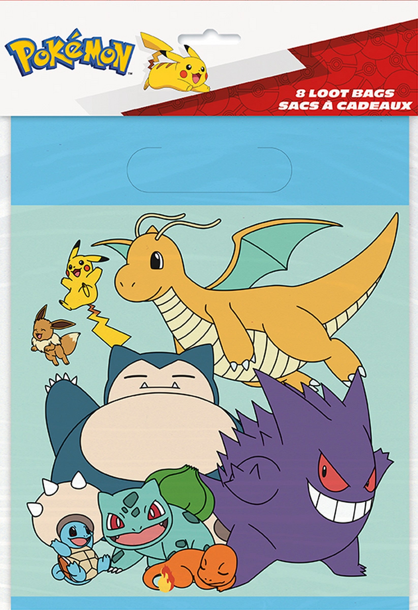 Pokémon 8 Plastic Loot Bags 7.25x9in 