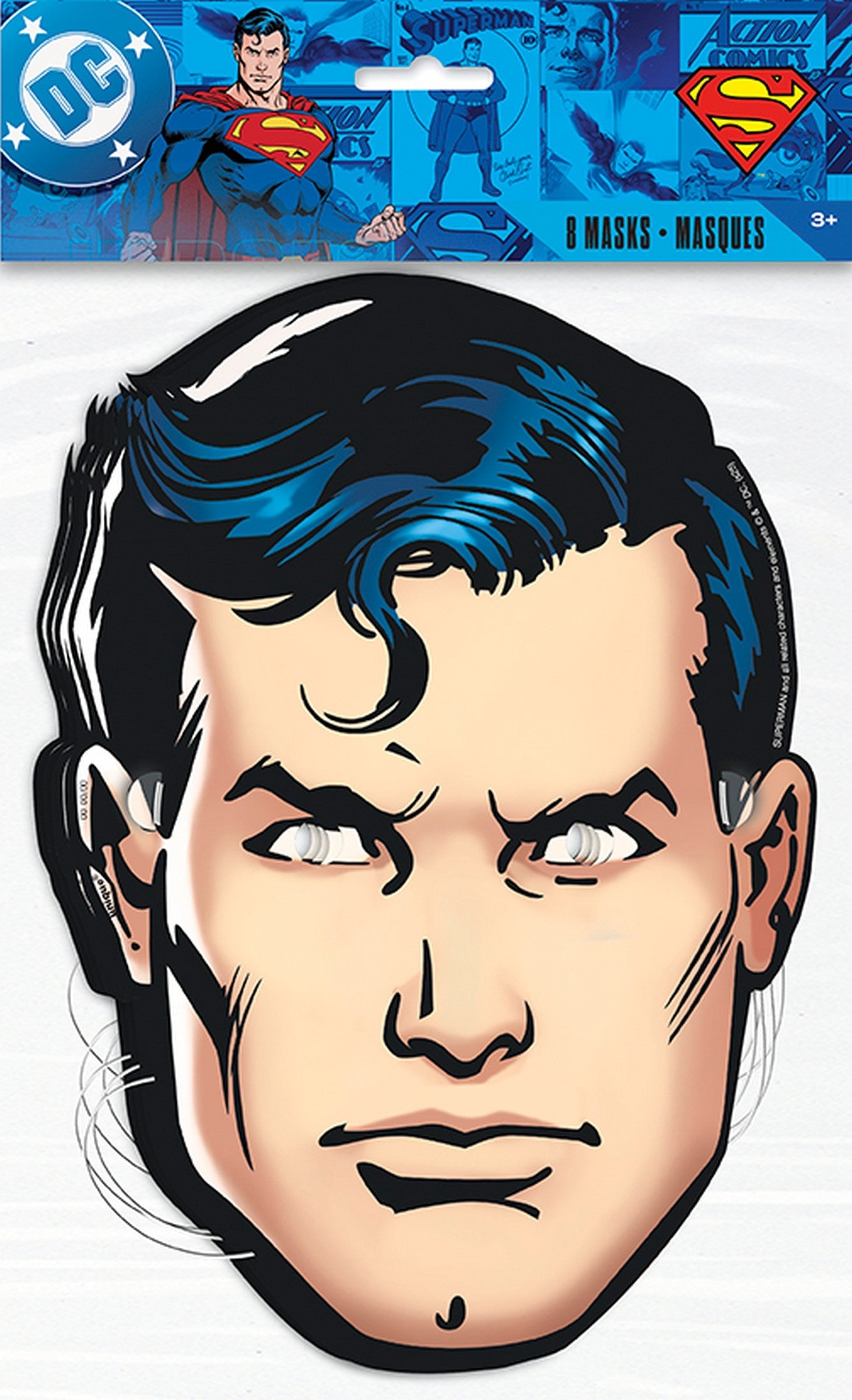 Superman 8 Paper Party Masks Age 3+ 
