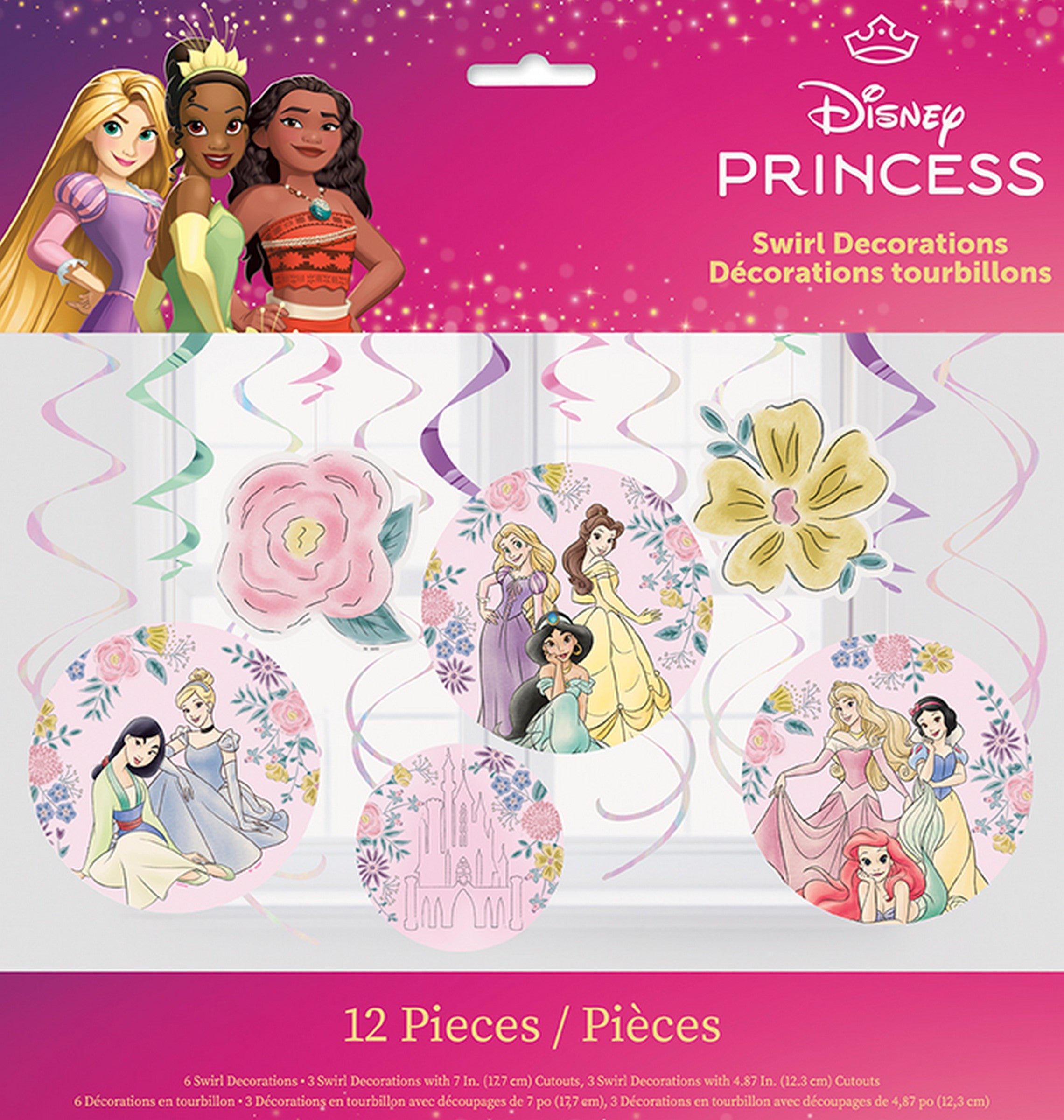 Princess Swirl Decor Kit with 4.8in - 7in Cut-outs 12pcs 