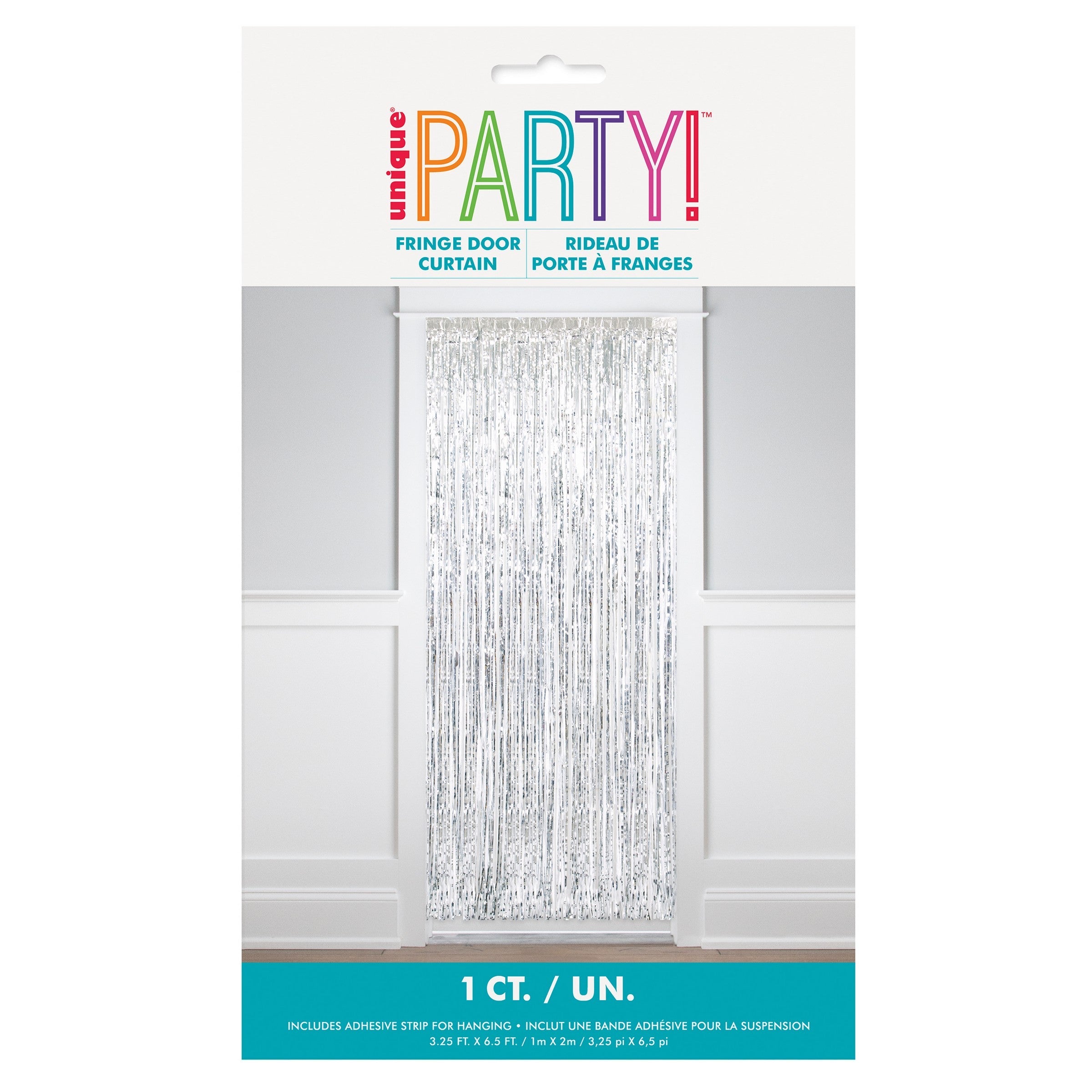 Fringe Silver Foil Door Curtain 40x70in
