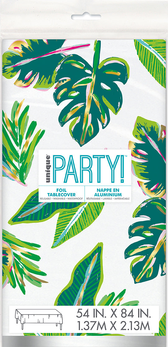 Tropical Leaves Foil Table Cover 54x84in
