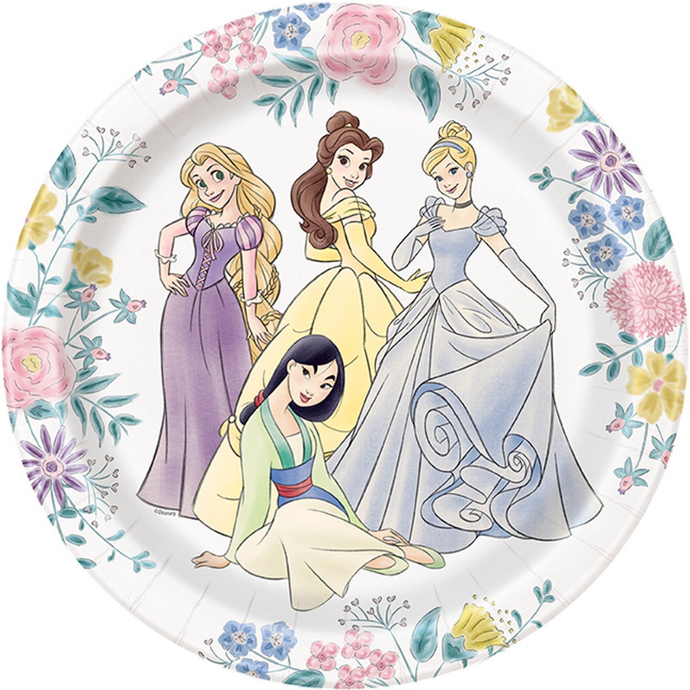 Princess 8 Round Paper Plates 9in