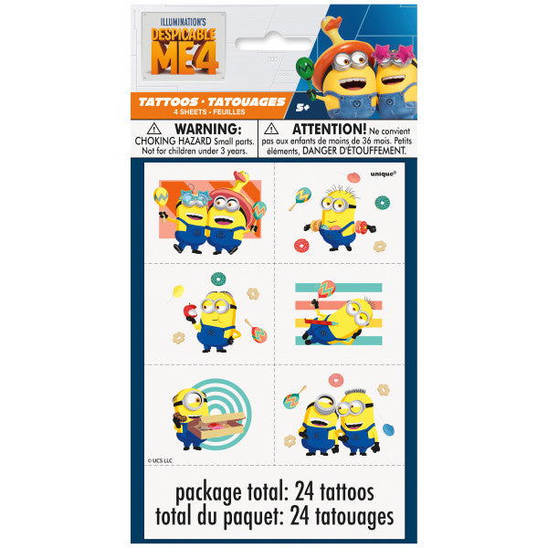 Minions 24 Temporary Tattoos 2x1.5in each