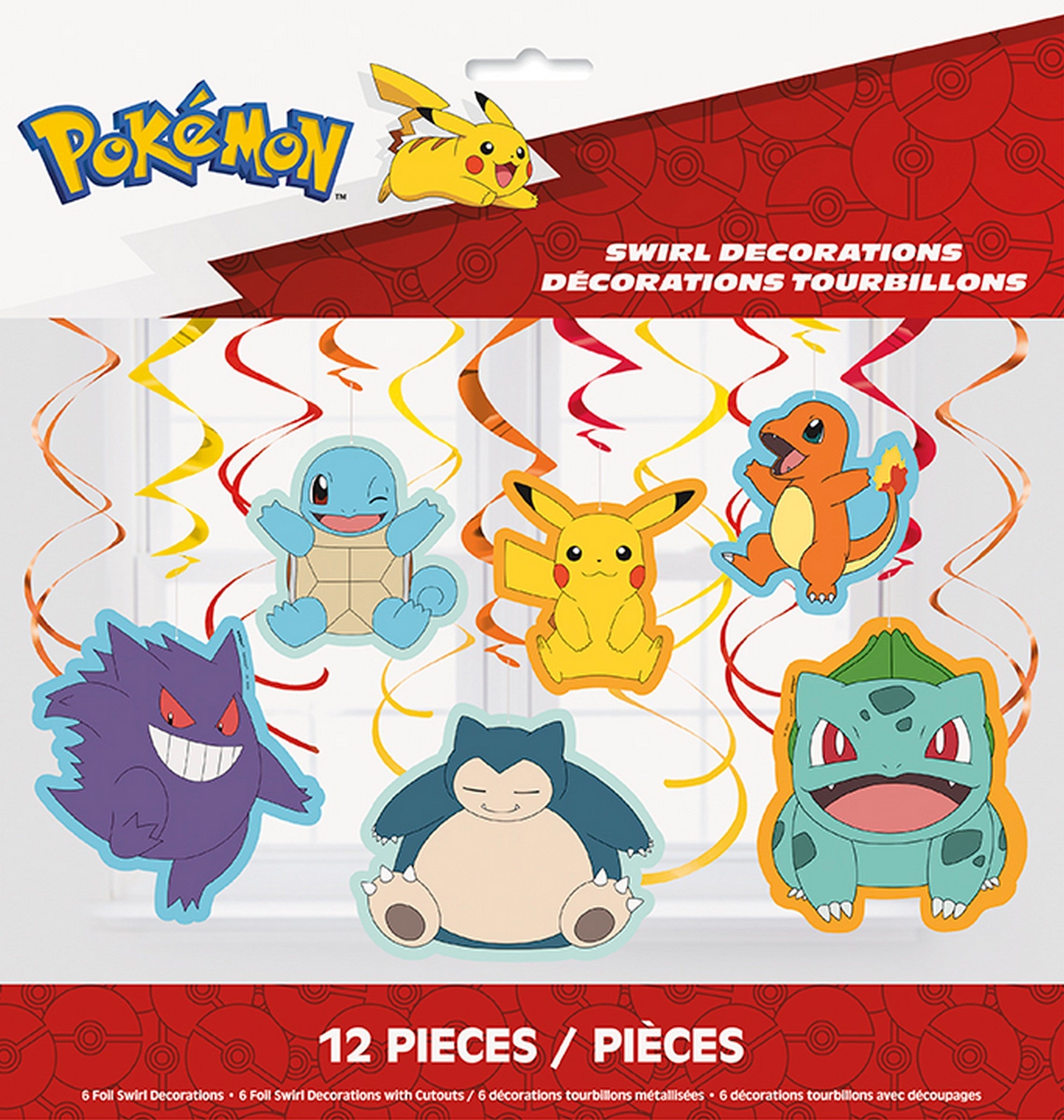 Pokémon Hanging Swirl Decorations with 6 Cutouts 12pcs 26in