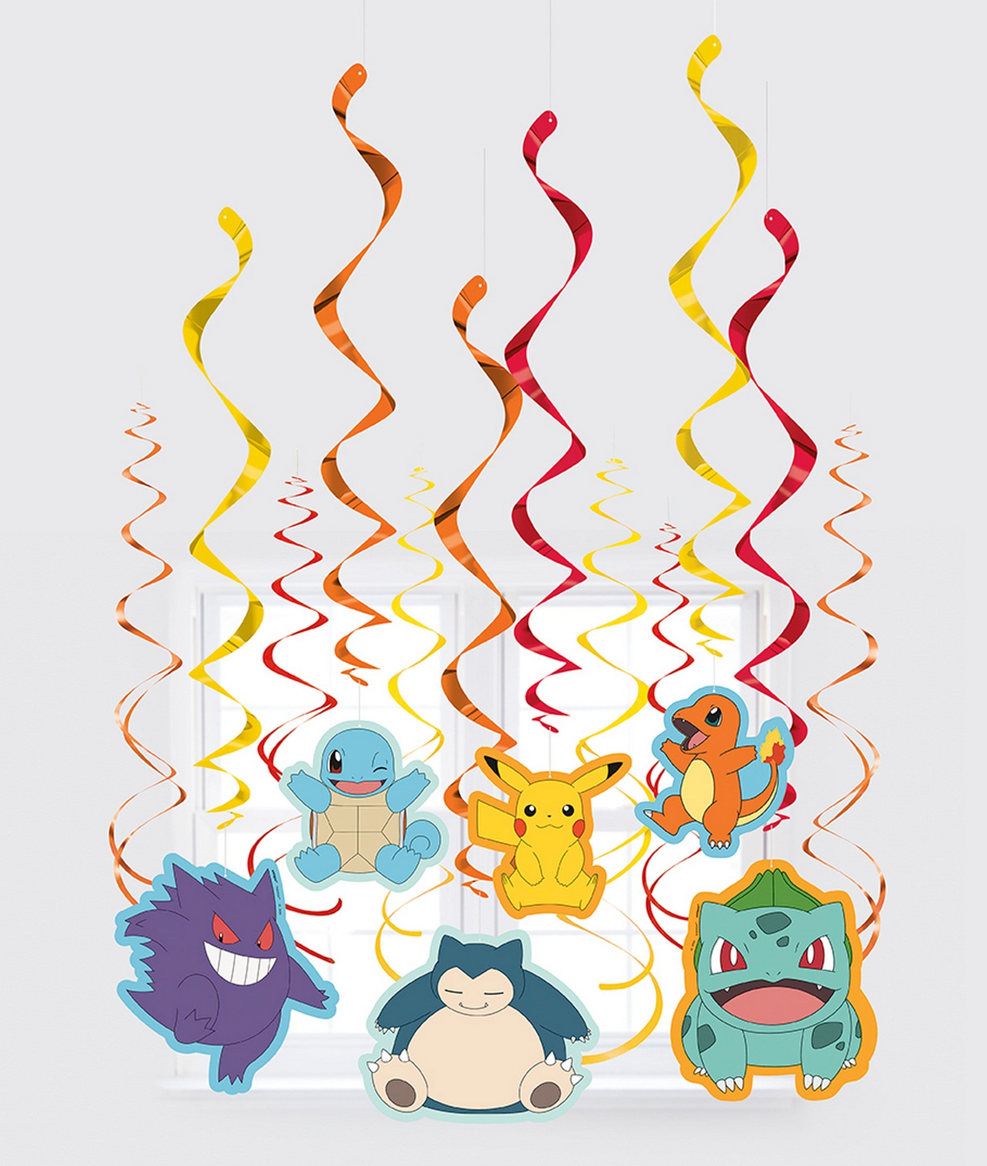 Pokémon Hanging Swirl Decorations with 6 Cutouts 12pcs 26in